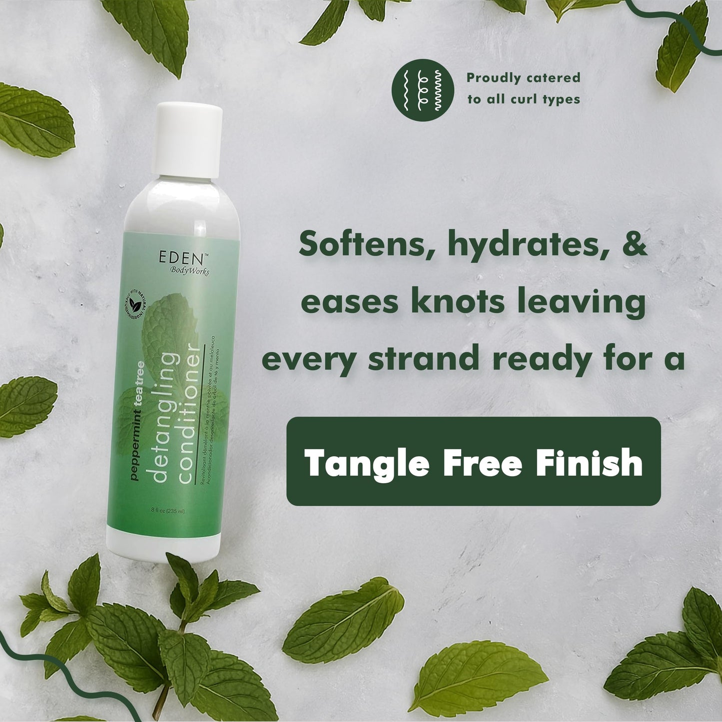 EDEN BodyWorks Peppermint Tea Tree Conditioner | 8 oz | Refresh & Soothe Scalp, Moisturize & Detangle Hair - Packaging May Vary