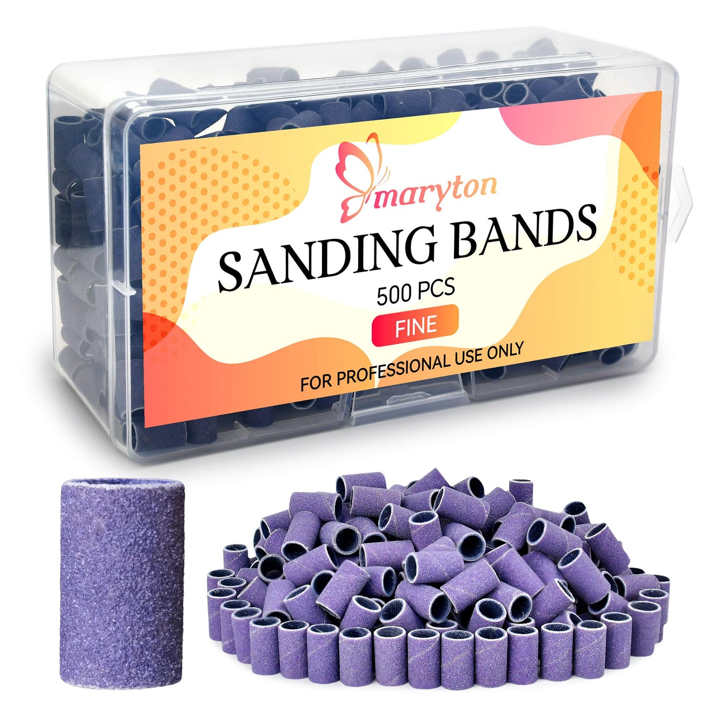 Maryton 500 Pcs Sanding Bands for Nail Drill, Fine Grit Nail Sanding Band Bulk for Professional Salons Manicure and Pedicure