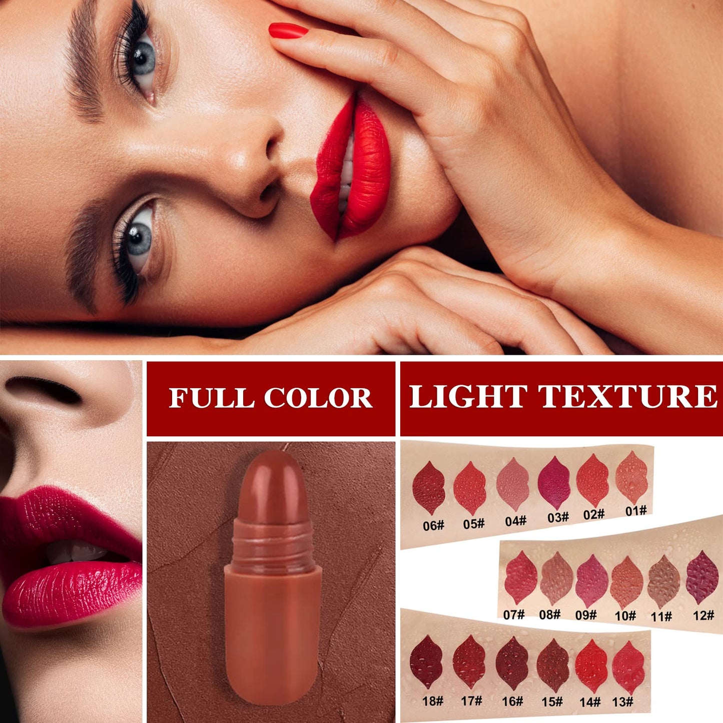Fusang 18Pcs Mini Capsule Pills Lipstick Makeup Sets for Women - Highly Pigmented, Long Lasting, Waterproof, Matte Mini Red Pill Lipstick Set