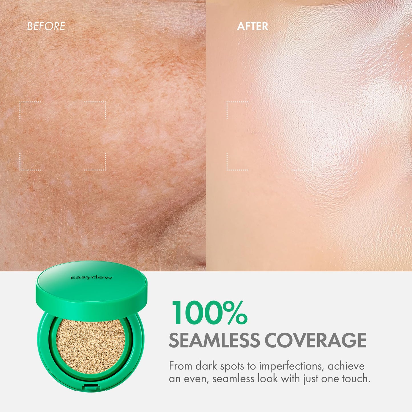 Easydew Mela B Toning Ampoule Cushion Refill - 2-in-1 Korean Skin Care & Face Beauty Makeup - Age-Defying Full Coverage Cushion Foundation with Niacinamide & Hyaluron-Vital C 0.45 oz (#21 Beige)