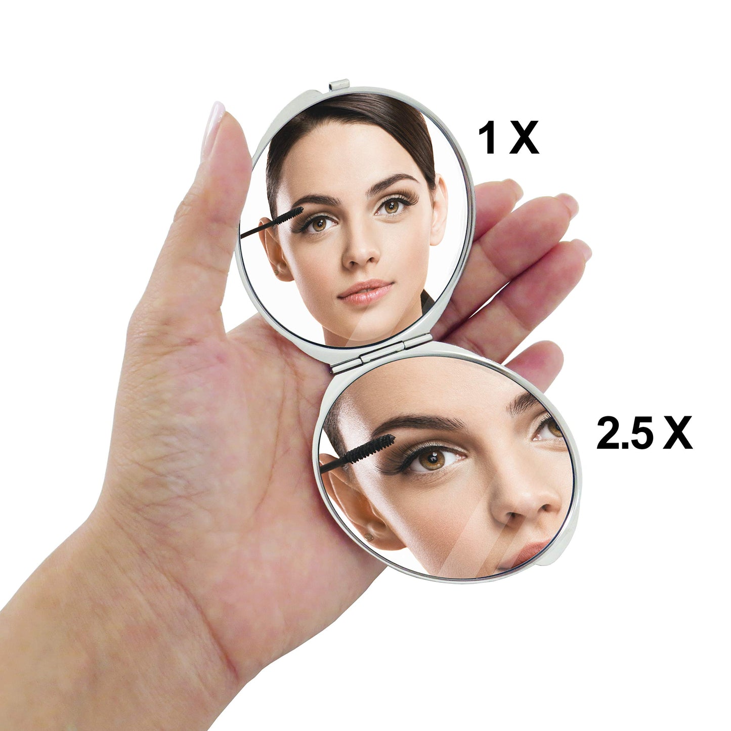 MADDesign Mother of Pearl Compact Makeup Travel Mirror (Flower Petals Purple)