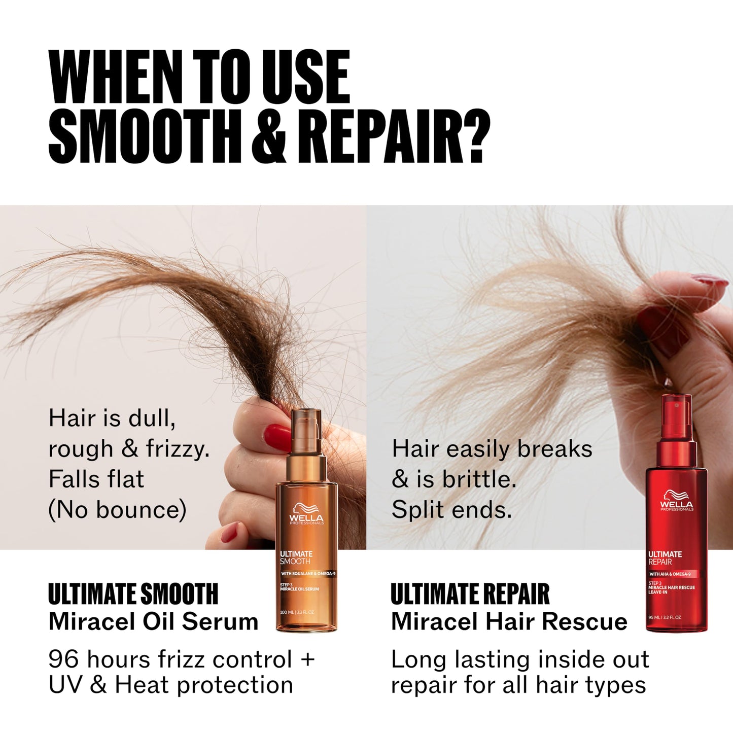 Wella Professionals ULTIMATE SMOOTH Miracle Oil Serum for Dry, Dull & Frizzy Hair | Nourishes, Smooths & Adds a Silky Shine | With Squalane & Omega 9 | Heat Protectant | Color Safe