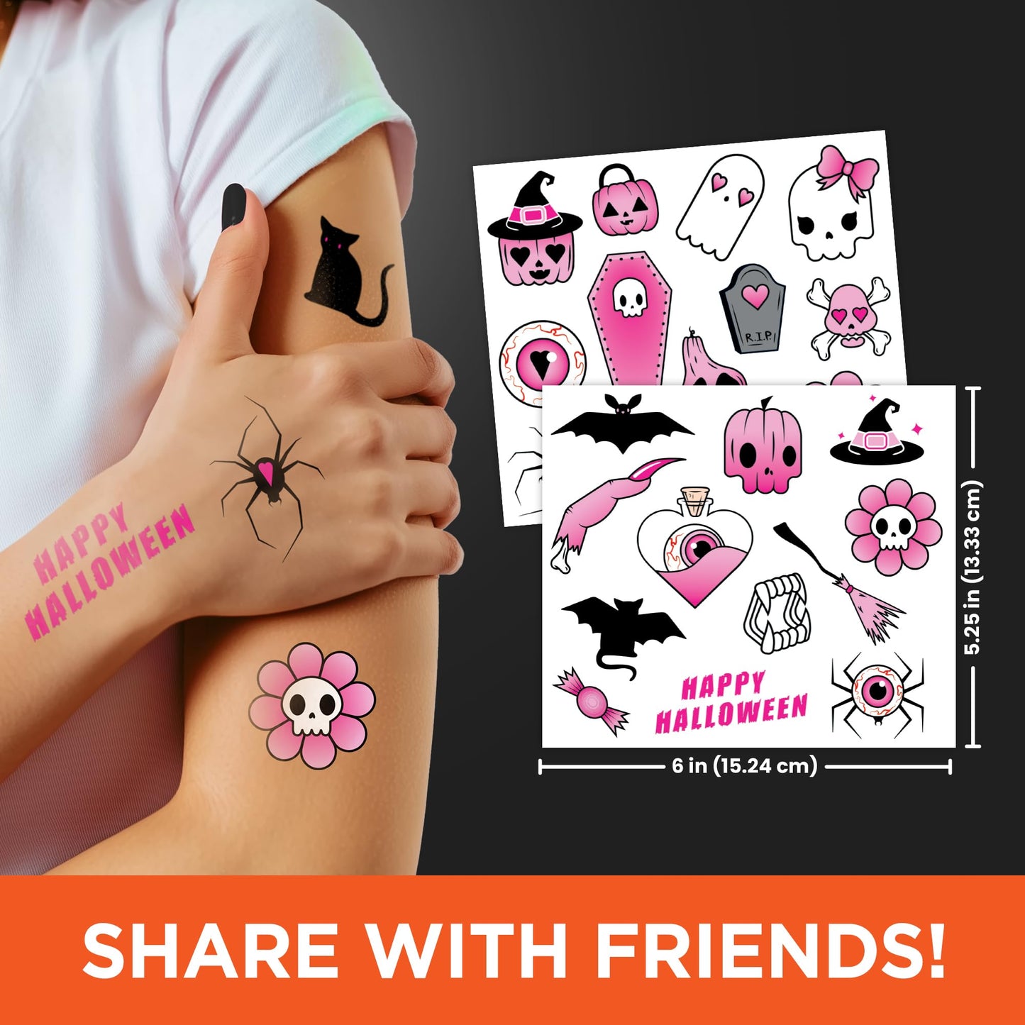 Paw Patrol Costume Face Tattoos – Temporary Tattoo Set for Kids Featuring Chase, Marshall, Skye & More, Easy Halloween Costume Accessory, Safe & Non-Toxic