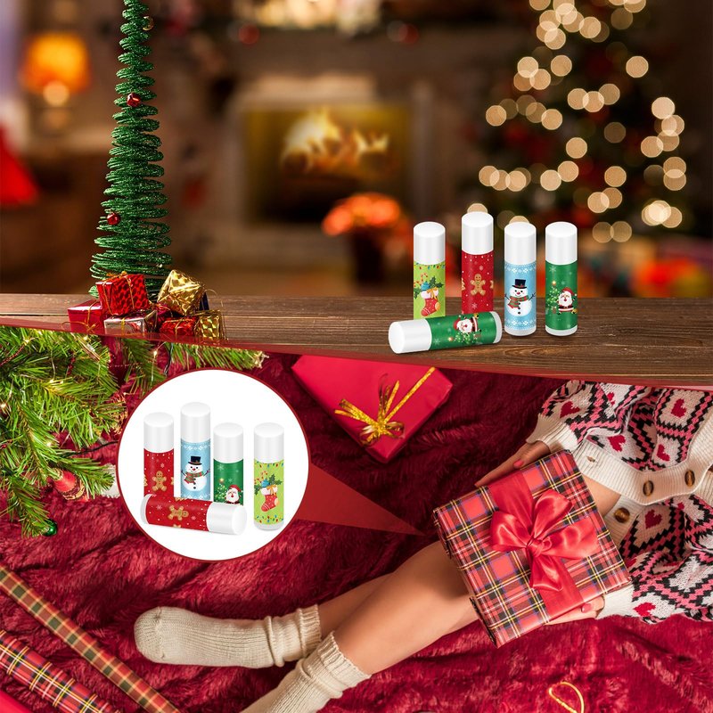 Sosation Holiday Christmas Lip Balm Bulk Jasmine Flavored Christmas Gifts Stuffer Moisturizing Lip Balms Stocking Gift, Lip Care, Christmas Party Supplies(40 Pcs)