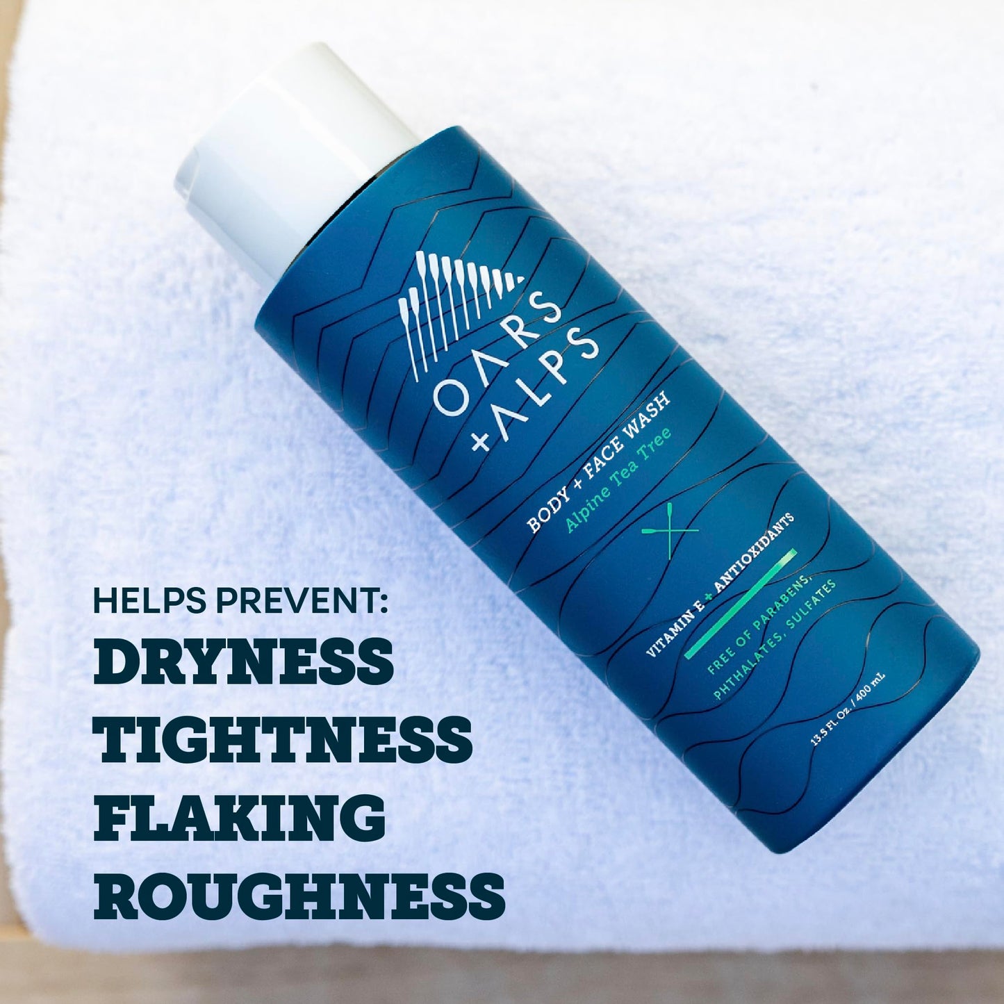 Oars + Alps Body Wash for Men, Mens Body Wash & Face Cleanser with Vitamin E & Antioxidants, Moisturizing, Paraben & Sulfate Free Cleanser, Alpine Tea Tree, 3pk