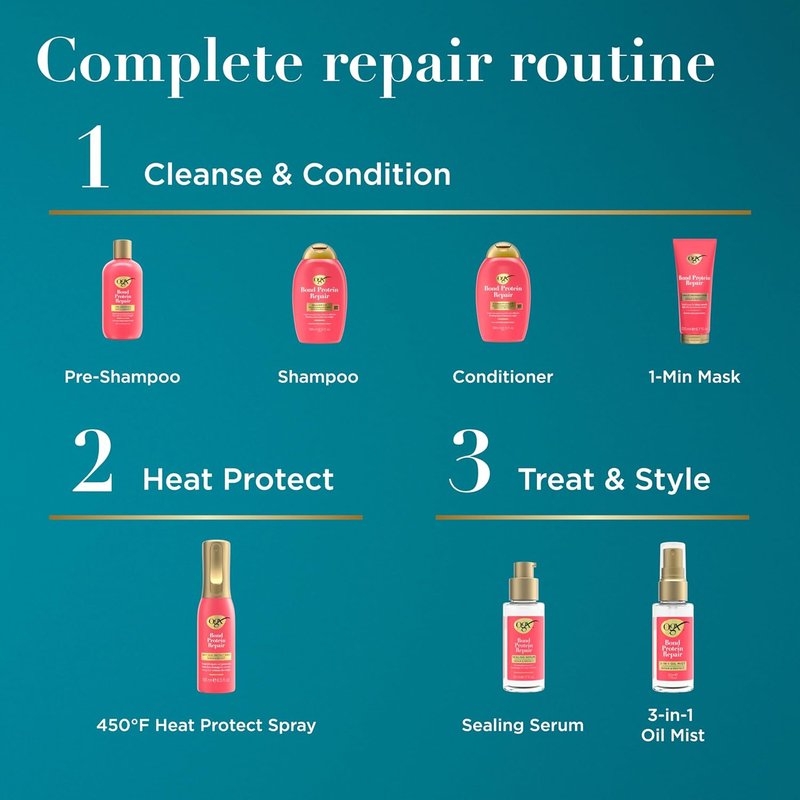 OGX Heat Protect Spray - Repair & Protect Bond Protein Mist for All Hair Types | 6.5 fl. oz