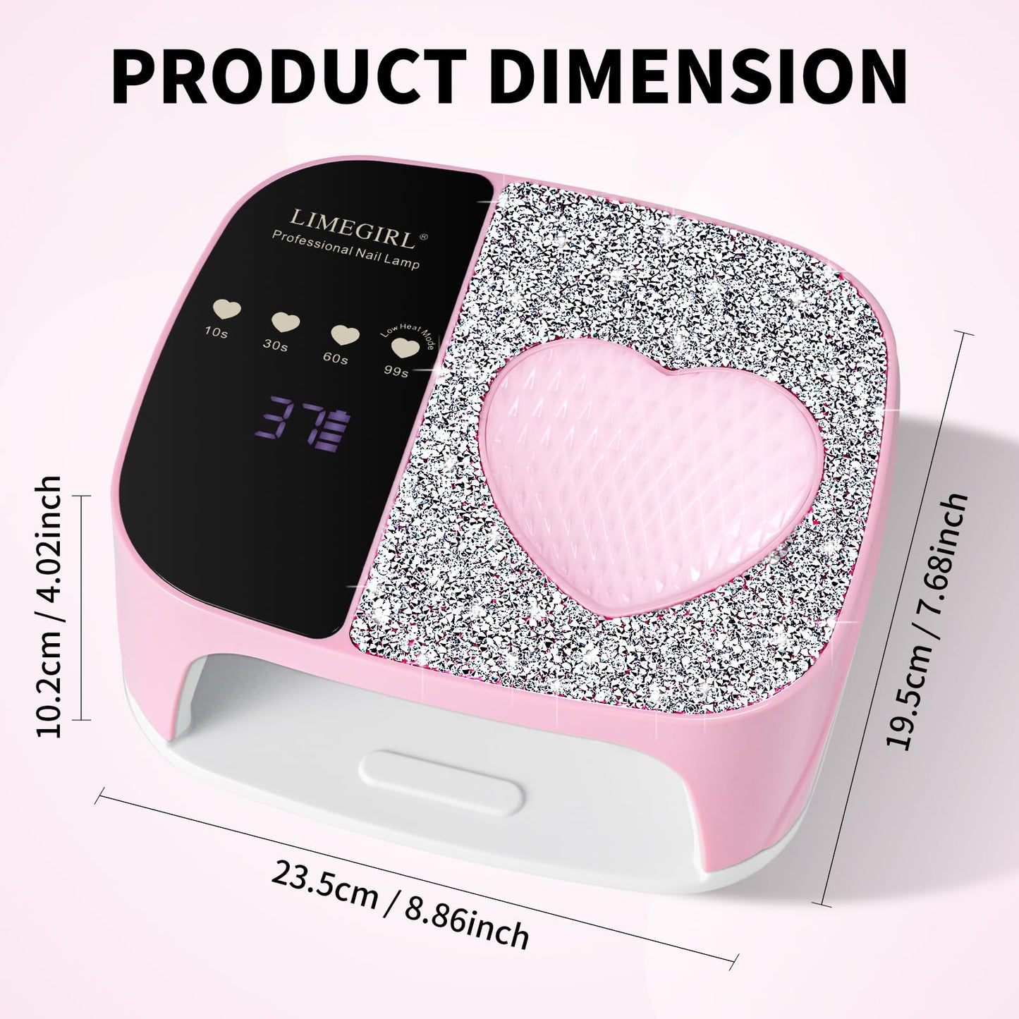 LIMEGIRL UV LED Nail Lamp Kit for Gel Polish Professional Fast Curing Pink Dryer Light Set with 4 Timer Settings Cordless Rechargeable Nail Art Cure Machine for Manicure Pedicure at Home and Salon