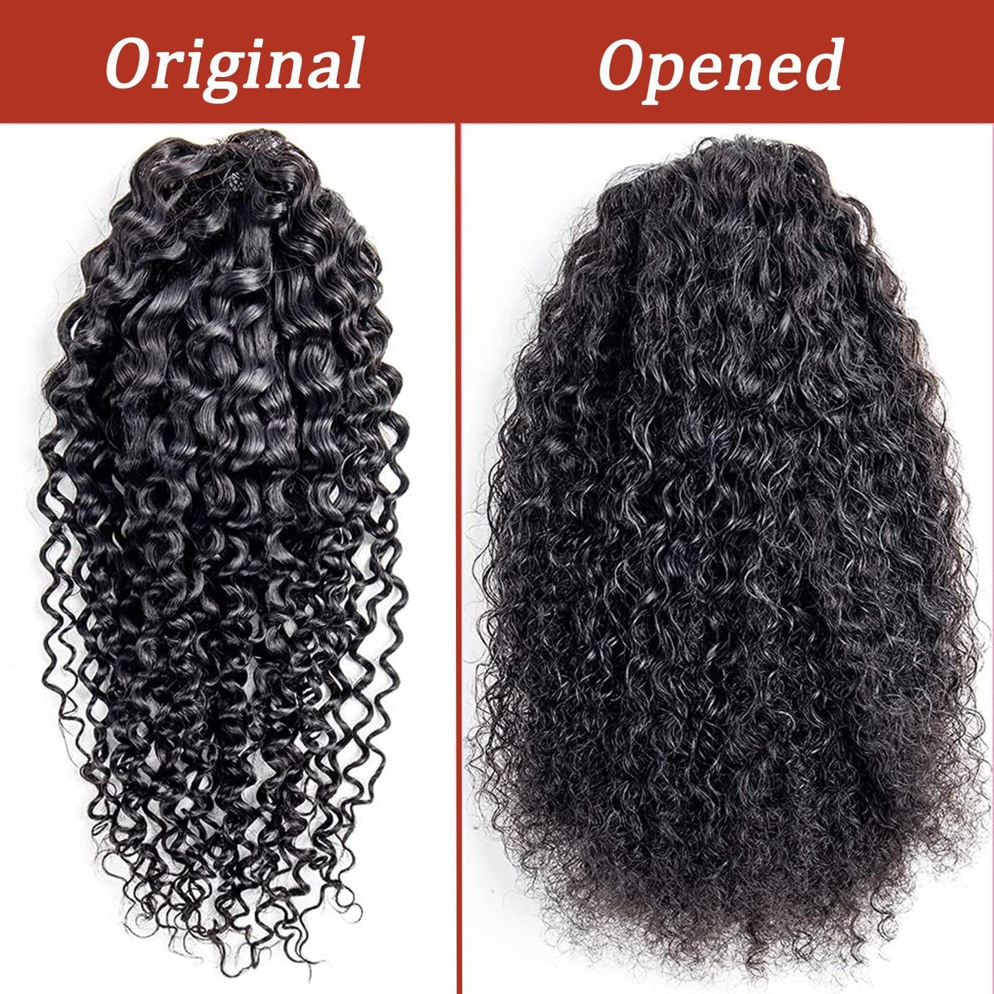 SAKALAKA Ponytail Extension Drawstring Human Hair Clip in Pony Tail Hair Extensions for Black Women Curly Wave Thick Hair Natural Looking Hair Pieces Kinky Curly Human Hair Ponytail（16Inch）
