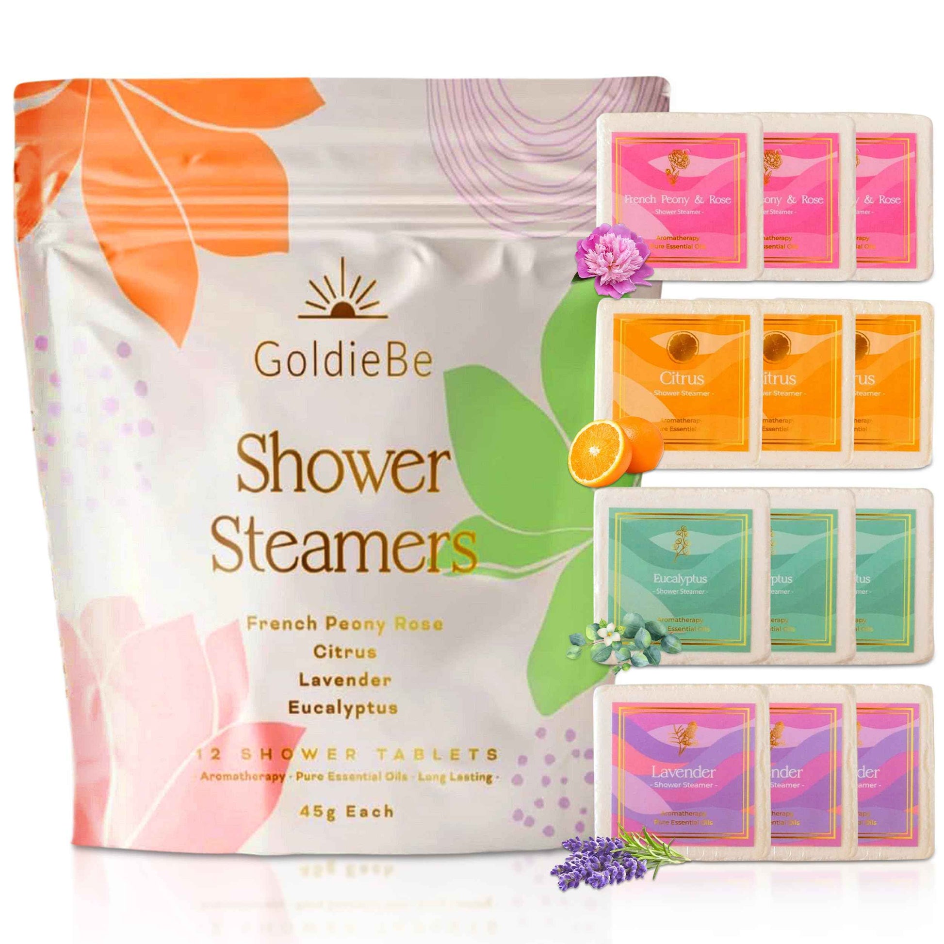 Shower Steamers Aromatherapy 12Pcs - Pure Essential Oils Shower Bombs Aromatherapy for Women - Eucalyptus Shower Steamer, Lavender Shower Steamers for Colds and Flu, Shower Bomb Gift for Her Self Care