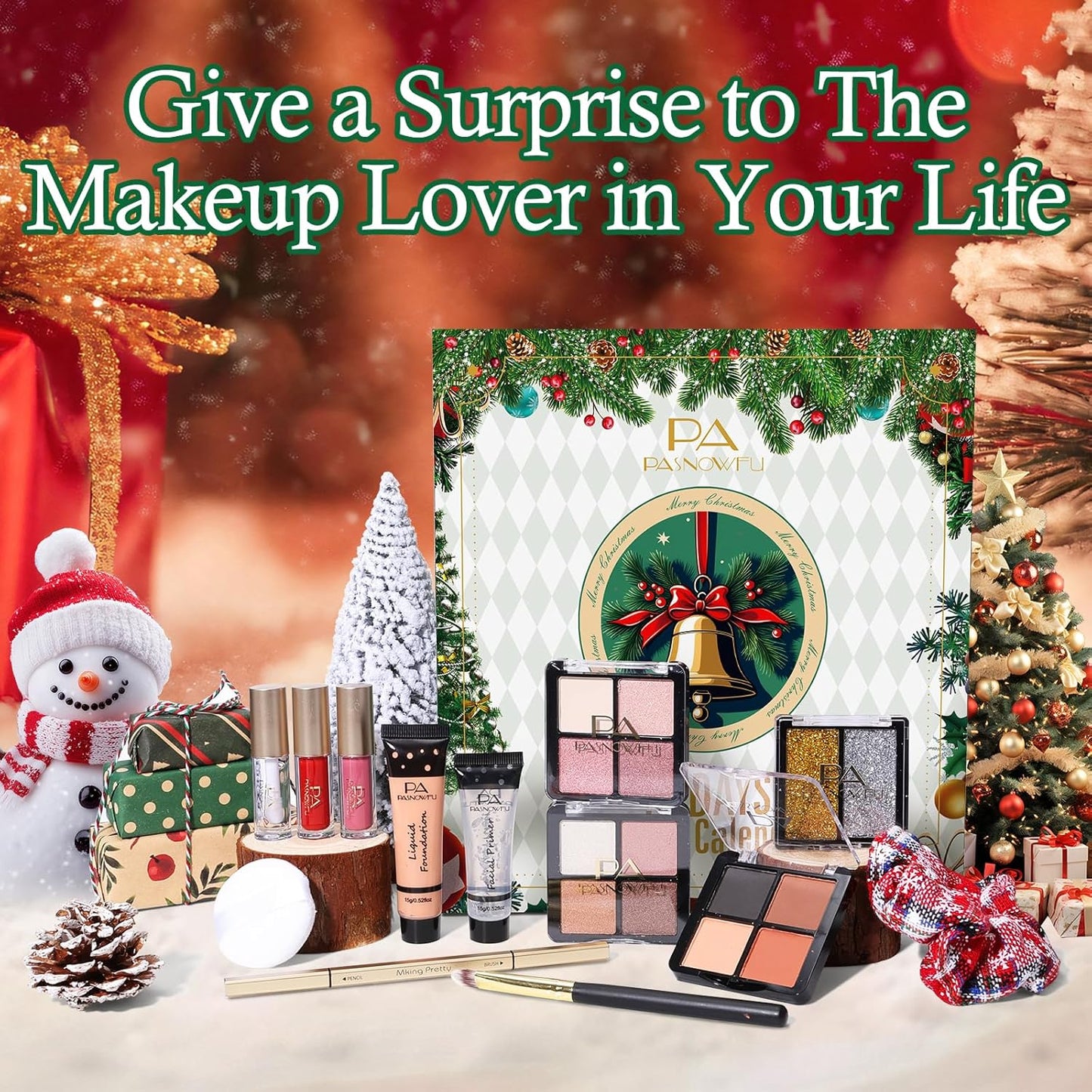 Makeup Advent Calendar 2025 - 12 Days of Surprises for Women & Teens | Holiday Countdown Cosmetic Set with Eyeliner & Lip Oil
