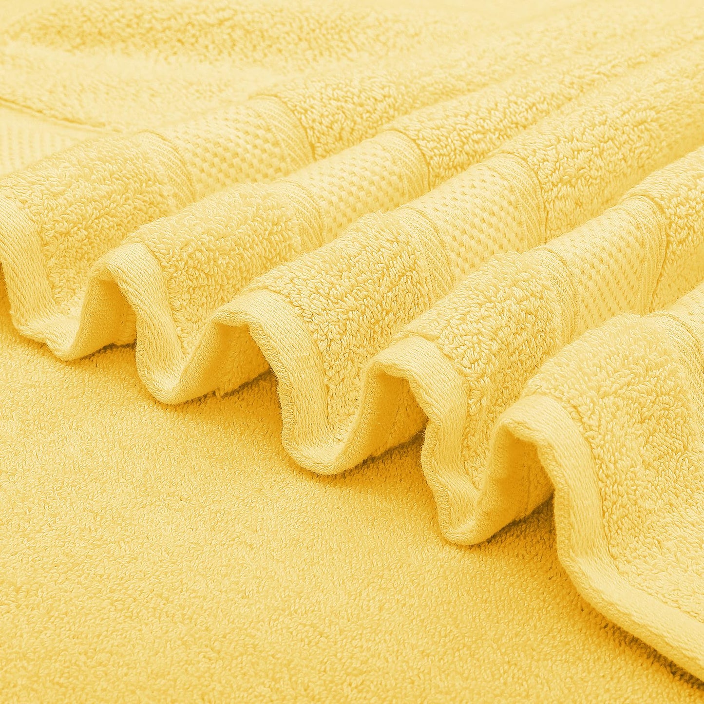 MoNiBloom 12-Piece 100% Cotton Face Wash Cloth Set for Bathroom Home Hotel Spa Gym Yoga Shower Highly Absorbent Ultra Soft Quick-Dry (Lemon Yellow)