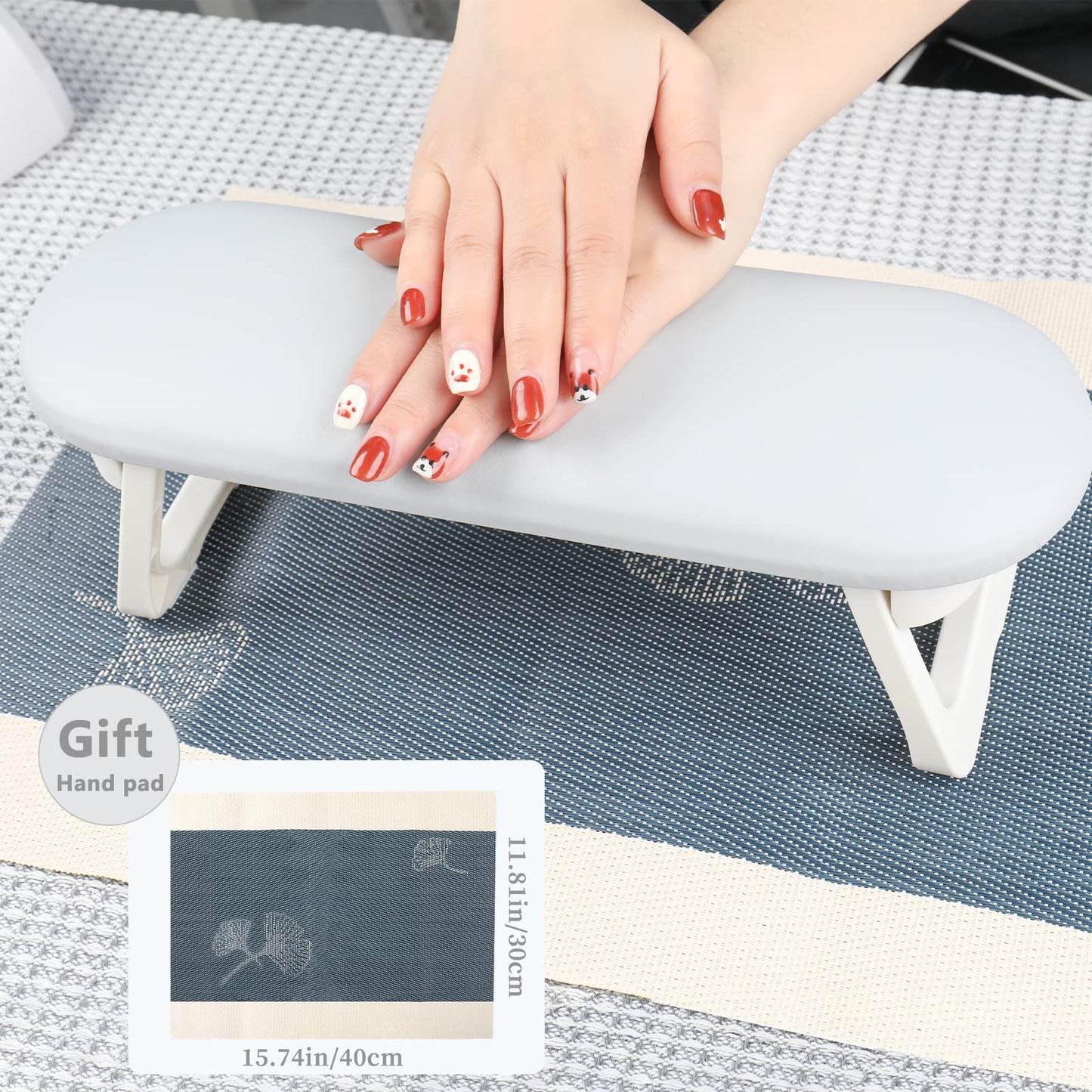Nail Arm Rest Cushion, Professional Adjustable Nail Hand Rest Stand Arm Rest for Acrylic Nails Cushion Hand Holder, Hand Pillow Stand with PU Leather Soft High-Density Sponge, Manicure Nail Tool