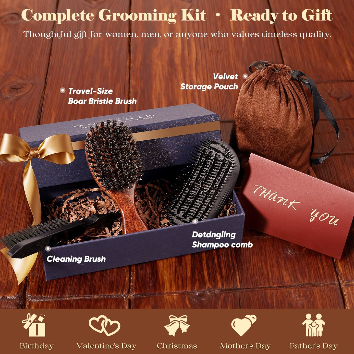 Small Boar Bristle Hair Brush Since 1965 British Craftsmanship, Handmade Natural Wooden Mini Hairbrush/Beard Brush, Pure Soft Bristles Gentle Detangling Women Men Kids Thin Fine Hair, Smooth & Shine