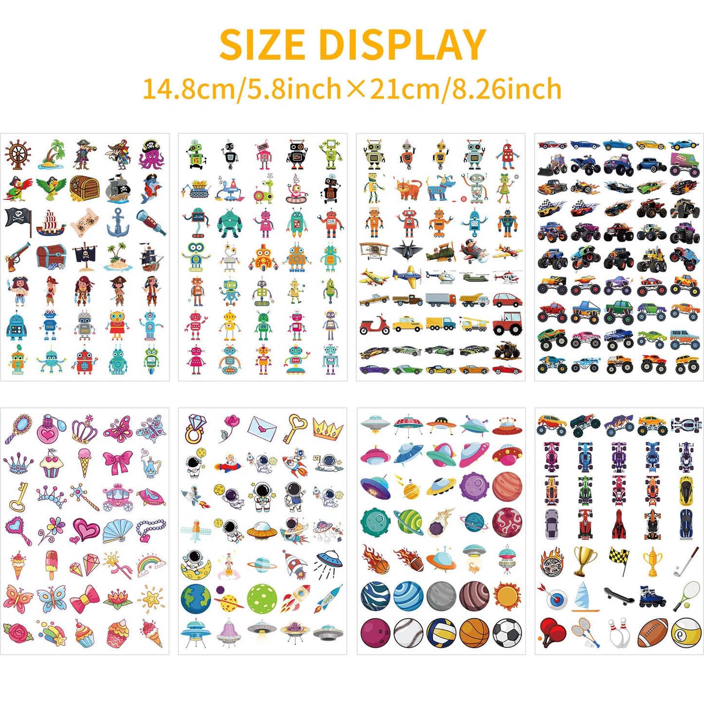560 Styles Temporary Tattoos for Kids, Girls, and Boys – Waterproof Pirate, Dinosaur, Princess, Animal, and Cute Designs – Perfect for Parties, Festivals, and School Events
