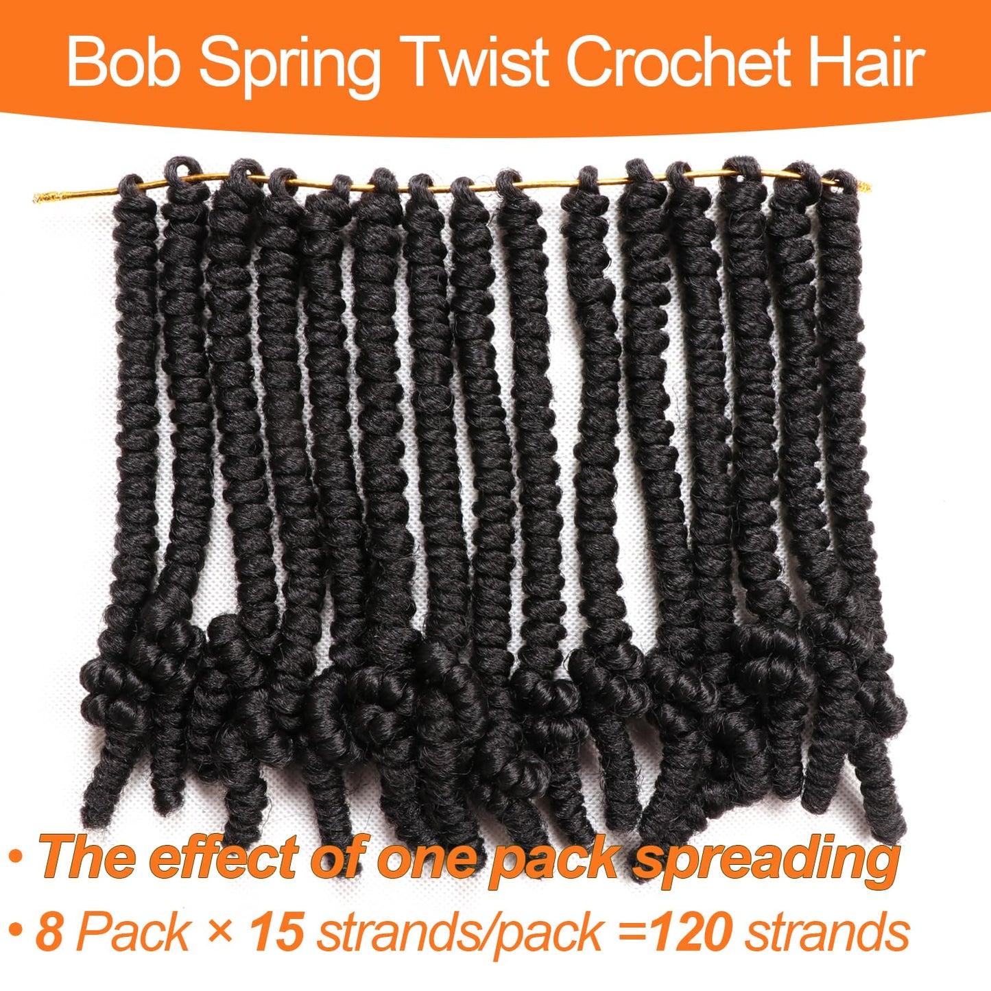 Lifabeauty 8 Packs Short Bob Spring Twist Crochet Hair 8Inch Pretwisted Passion Twist Crochet Hair Curly Pre Looped Crochet Braids Hair Kids Twist Crochet Hair for Black Women (8 Inch, 1B#)