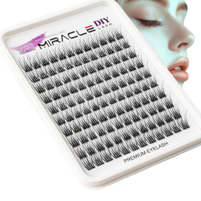 PARK SEONG HEE MIRACLE LASH DIY False Eyelashes, Lash Clusters, Lengthening Wisps 9mm-16mm Contact Lens Friendly, Easy to Apply, Reusable Strip Lashes (E6-280, 11mm)