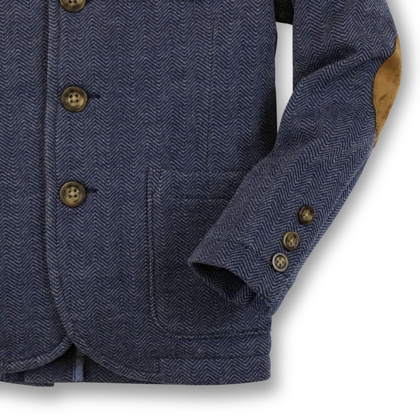 Hope & Henry Baby Boys' Fleece Suit Blazer Made with Organic Cotton, 18-24 Months, Navy Herringbone