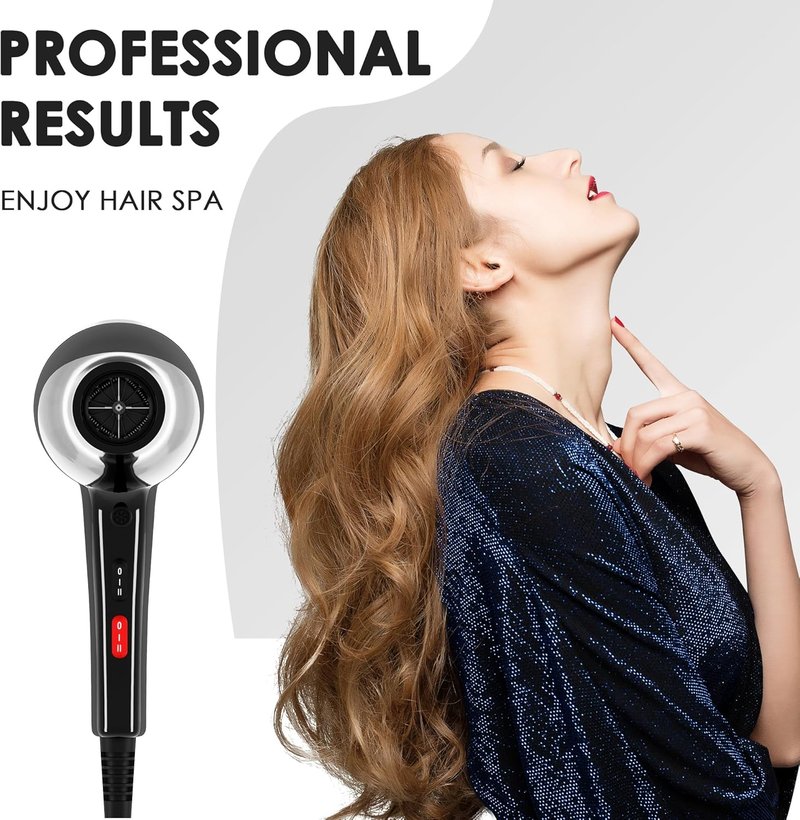 Professional Ionic Hair Dryer - 2400W Fast Drying Blow Dryer with Diffuser for Curly Hair | Low Noise, Home Salon Use