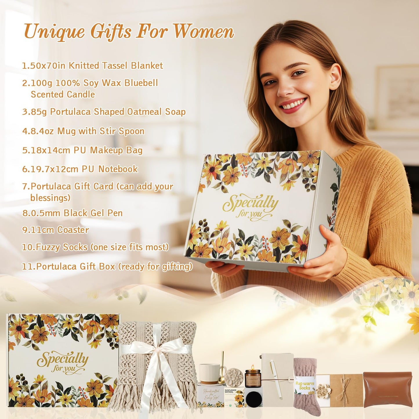 Get Well Gifts Box for Women Self Care Gift - Birthday Gifts for Women Mom Friend, Get Well Soon Gift Baskets for Women Care Package, Thinking of You Thank You Appreciation Gifts for Her Teacher