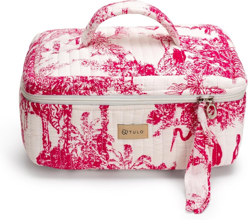 Blockprint Makeup Bag - Large Waterproof Organizer | Stylish Boho Toiletry Pouch for Women