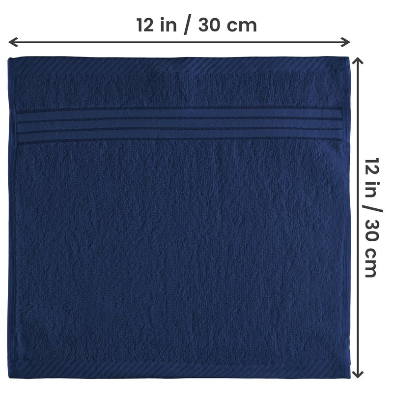 Utopia Towels 12 Pack Premium Wash Cloths Set, 12 by 12 Inches, 100% Cotton Ring Spun, Highly Absorbent and Soft Feel Washcloths for Bathroom, Spa, Gym, and Face, Navy