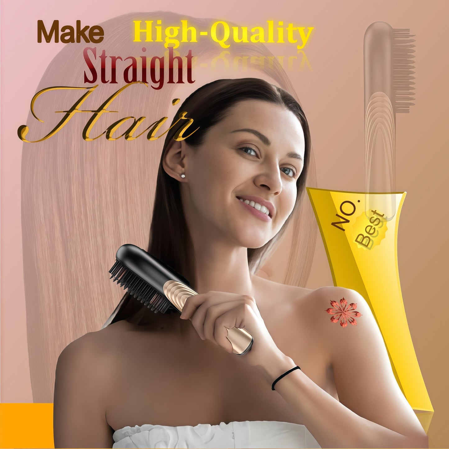 Go Brush Pro Cordless Hair Straightener Brush - Portable Travel-Friendly, 30s Quick Heat, 10000mAh USB-C Rechargeable, 150M Negative Ions (White(10000mAh))
