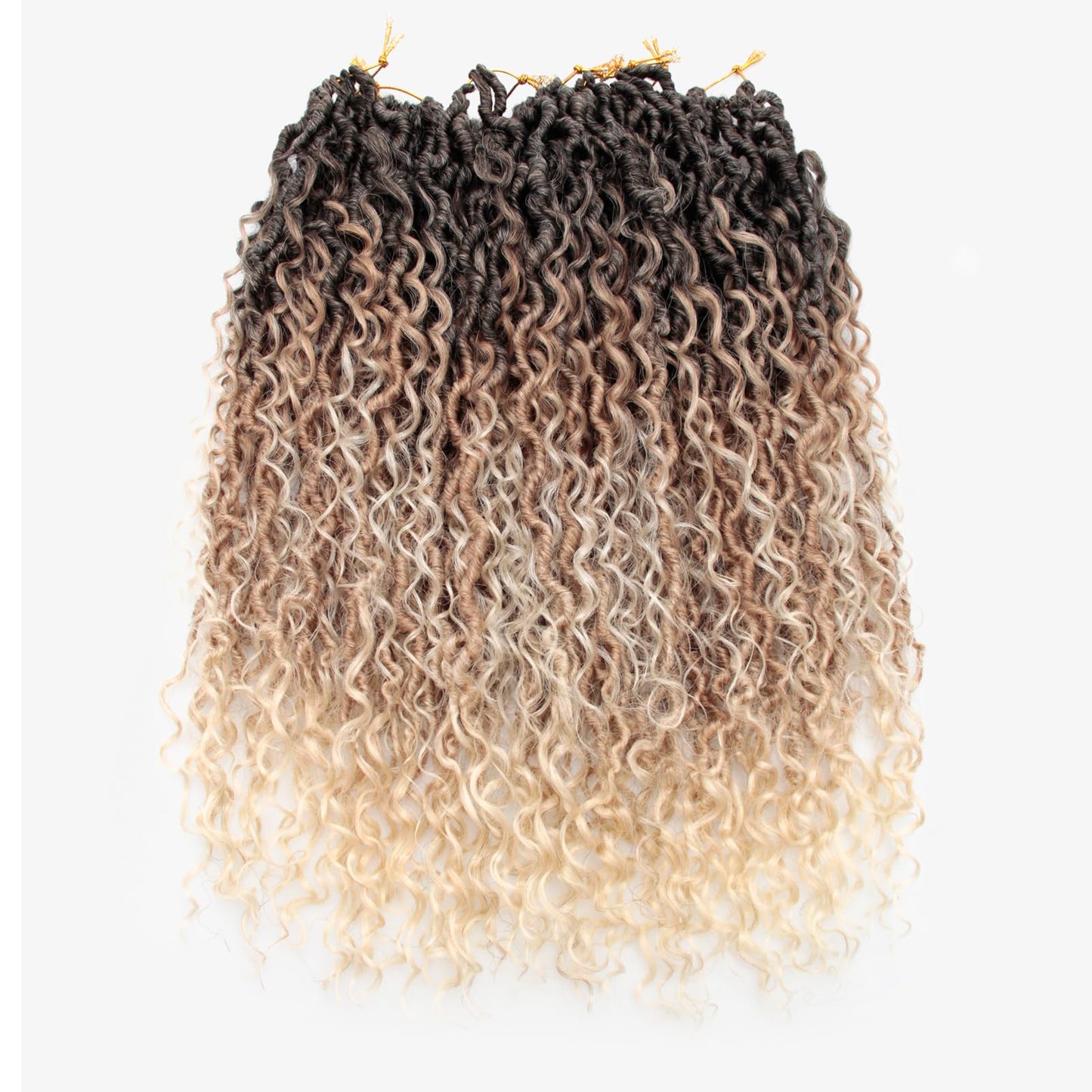 Goddess Locs Crochet Hair 18Inch 8Packs Crochet Locs,Boho Faux Locs With Curly Ends River Hippie Locs Bohemian Locs Crochet Braids(1B/27/613, 18inch(Pack of 8))