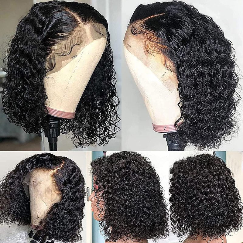 Tascal Bob Wig Human Hair 13x6 Deep Curly Lace Front Wigs Human Hair 180% Density Short Bob Wig Pre Plucked with Baby Hair Glueless Curly Wigs for Black Women(12 Inch)