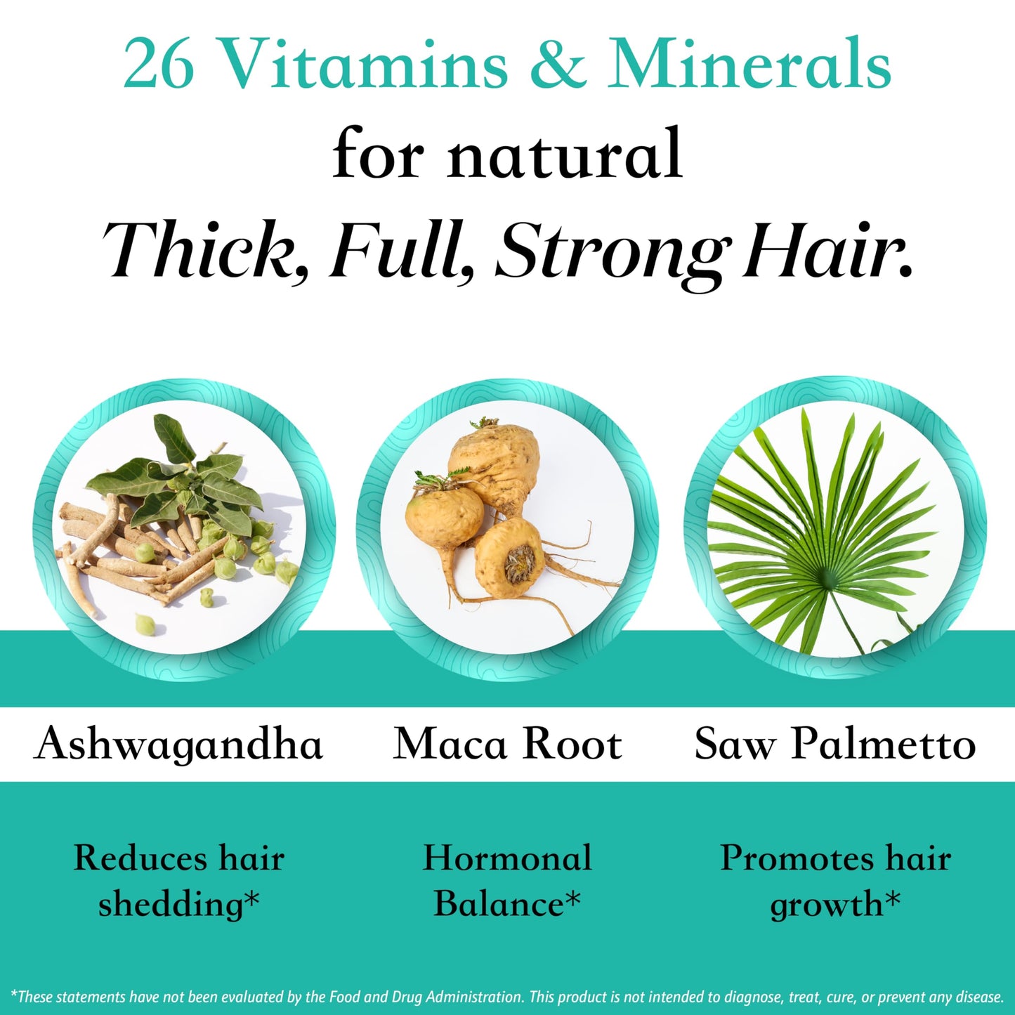 Women's Balance Hair Growth Supplements, Ages 45 and Up, Customer Proven for Visibly Thicker Hair and Scalp Coverage, Soy-Free, Made with 26 Ingredients including Beta Carotenes - 3 Month Supply