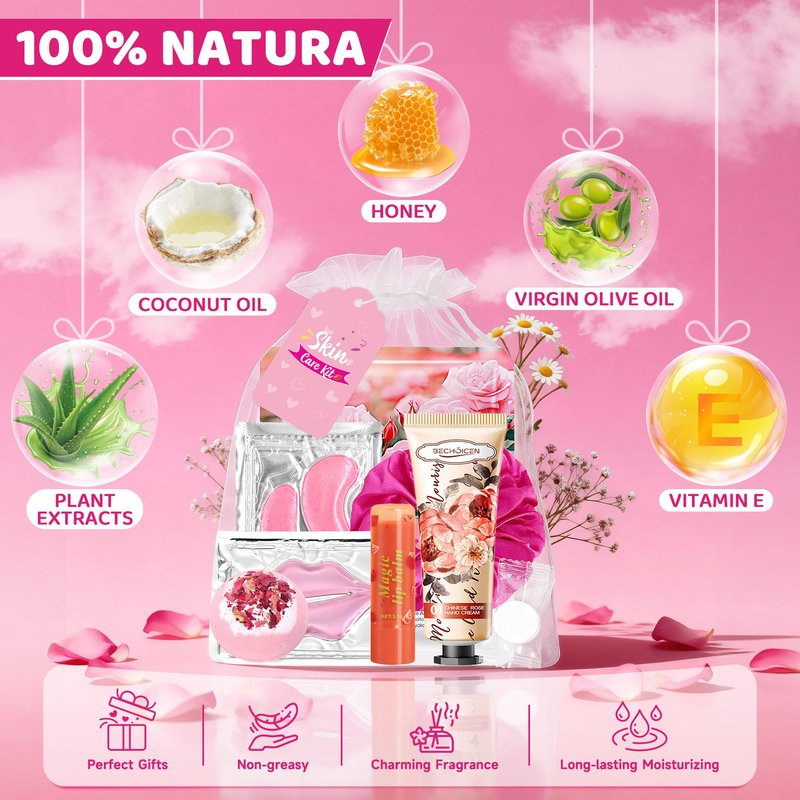121 PCS Spa Party Supplies for Women & Teen Girls, Spa Party Favors Set with Face Masks, Lip Balm, Hand Cream, Under Eye Patches, Lip Mask, Foot Bath Bombs, Gift Bags for Birthday Sleepover