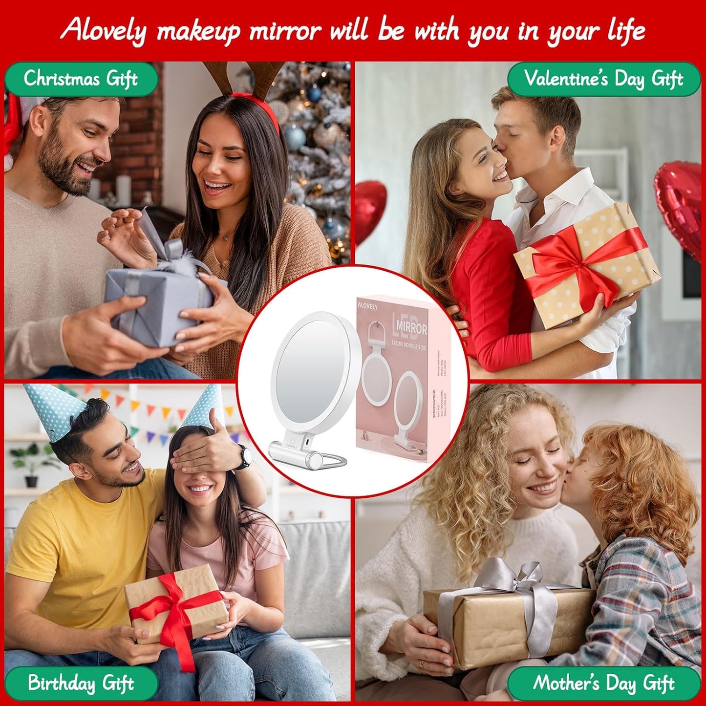 Travel Magnifying Mirror with Light - 1X/10X Magnification, Dimmable LED Vanity Mirror | Portable Round Design for Home Use