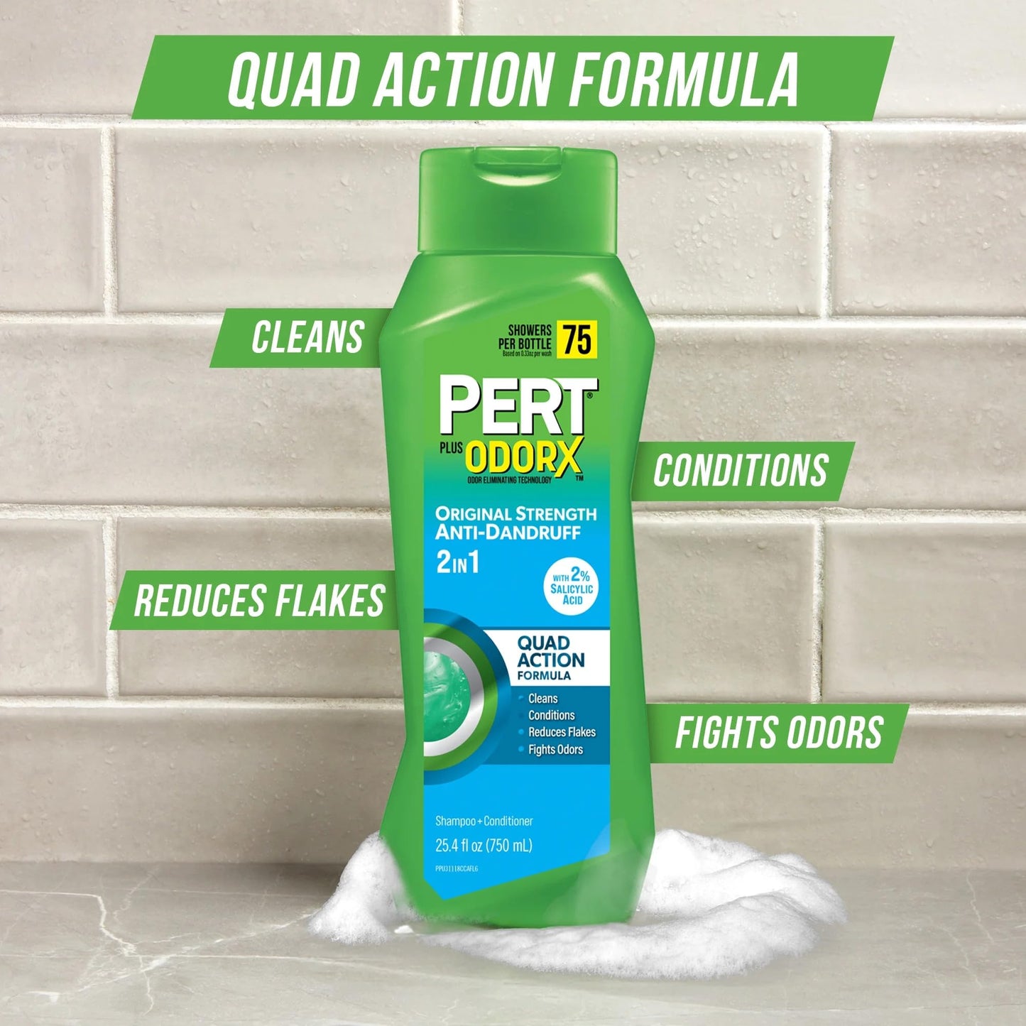Pert Plus 2 in 1 Shampoo + Conditioner Dandruff Control 25.40 oz (Pack of 5)