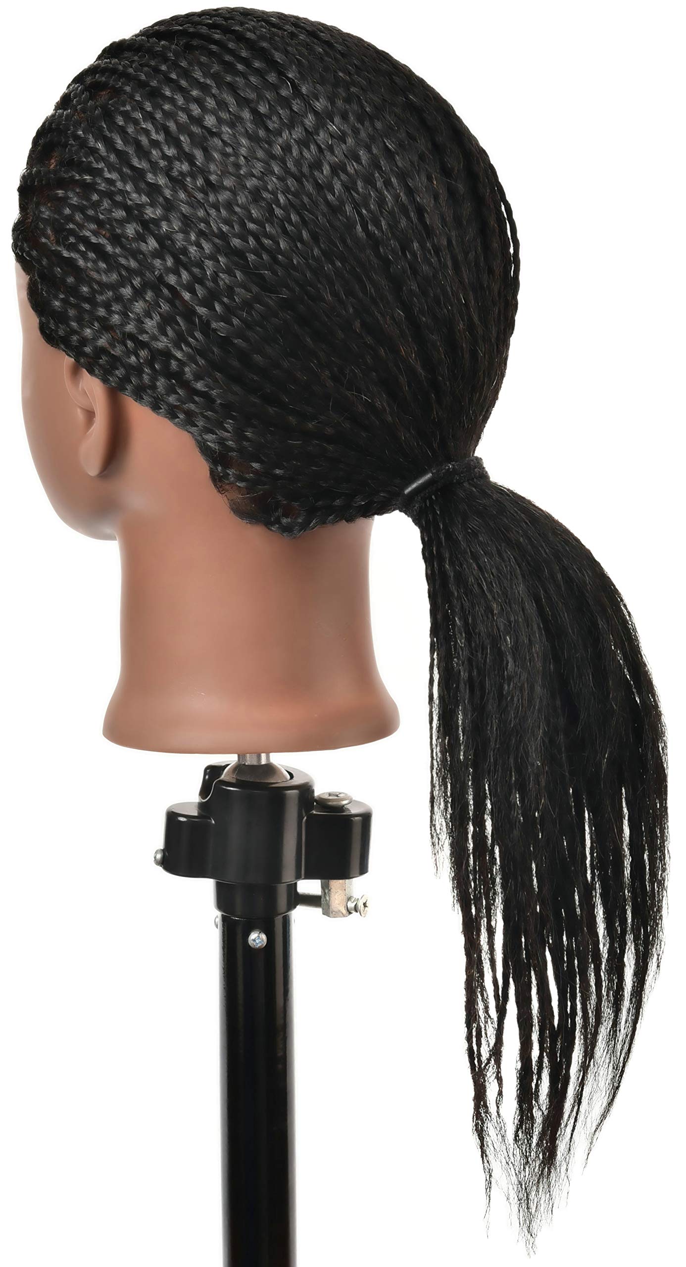 RIHANNAHAIR Kinky Curly Mannequin Head 100% Real Human Hair Manikin Doll Style Head with Stand for African American Practice Braiding Styling Updos Cosmetology Barber Training