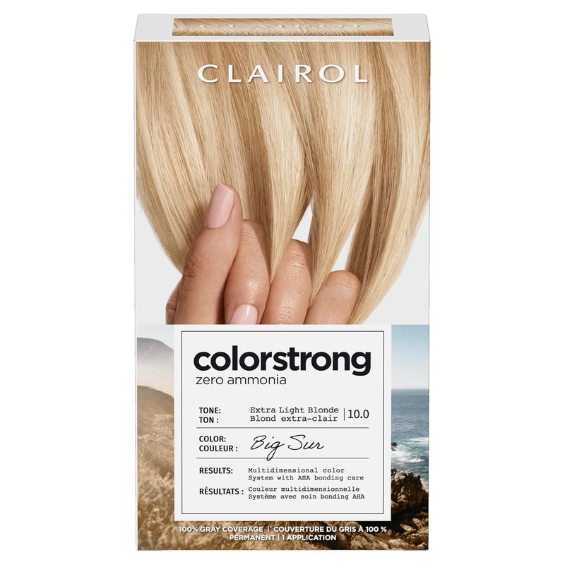Clairol ColorStrong Permanent Hair Dye - Ammonia-Free, 100% Gray Coverage | 10.0 Extra Light Blonde