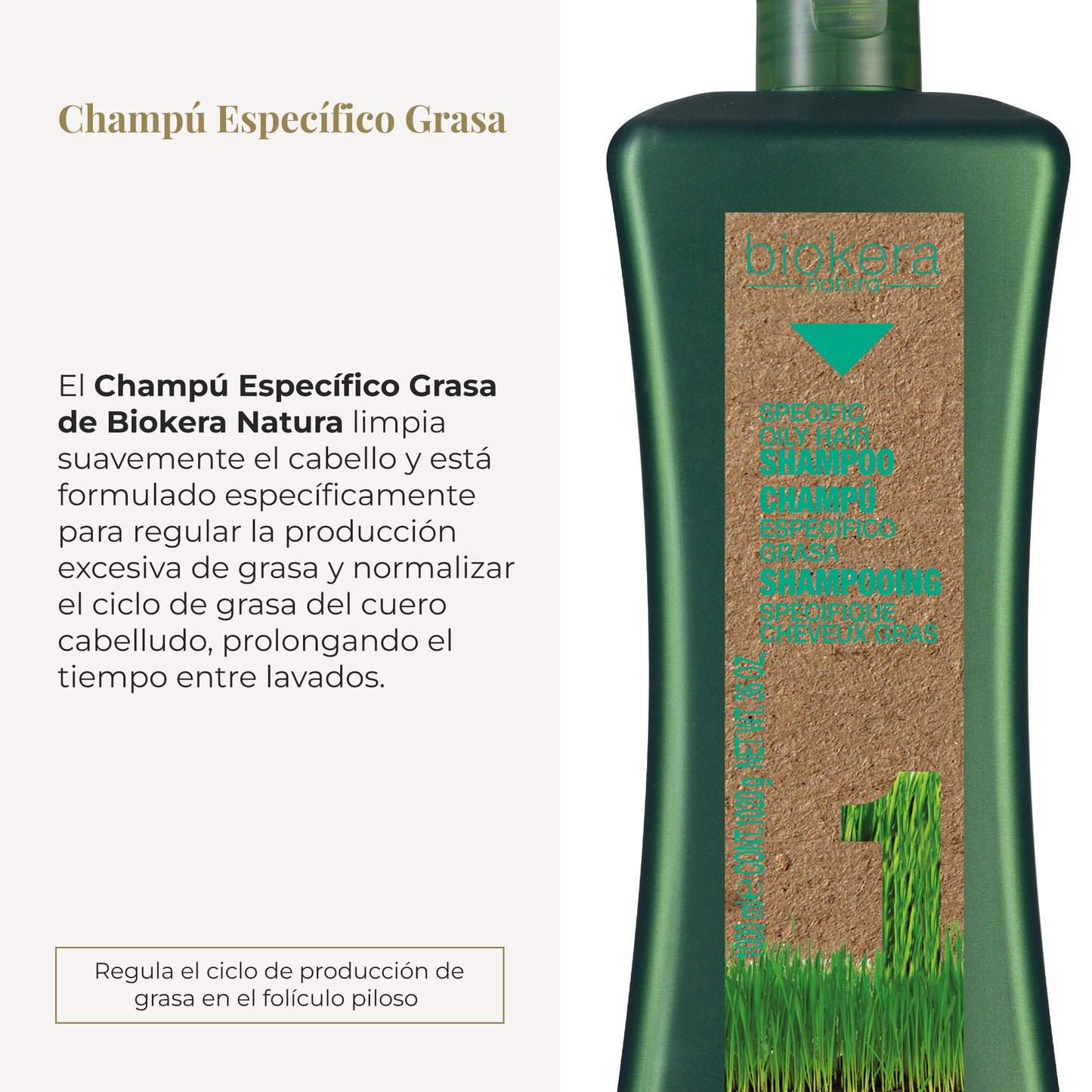 Salerm Cosmetics Biokera Natura Shampoo Specific Grease – 1000 ml