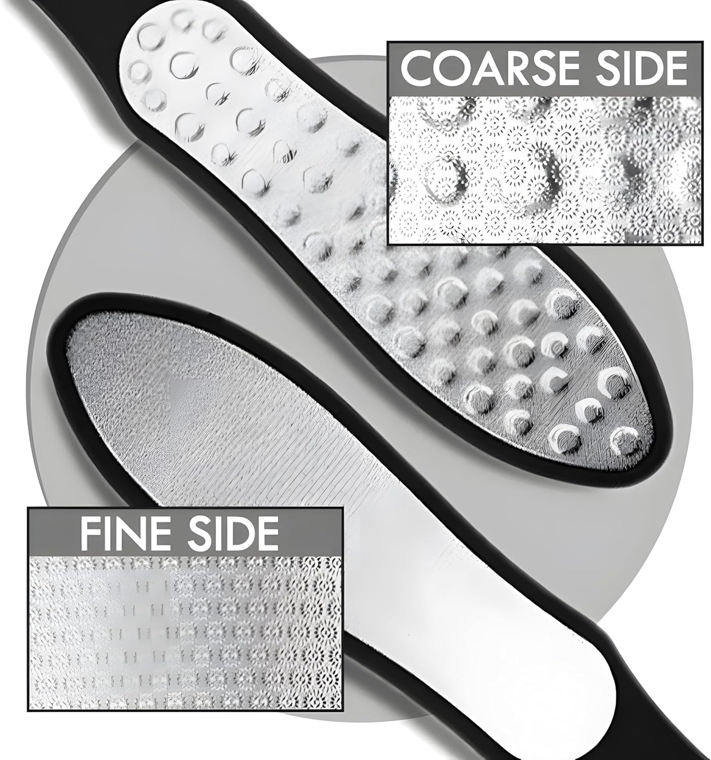 3 in 1 Foot File Callus Remover - Durable Double-Sided Stainless Heel Scraper for Cracked Heels | Pedicure Tool