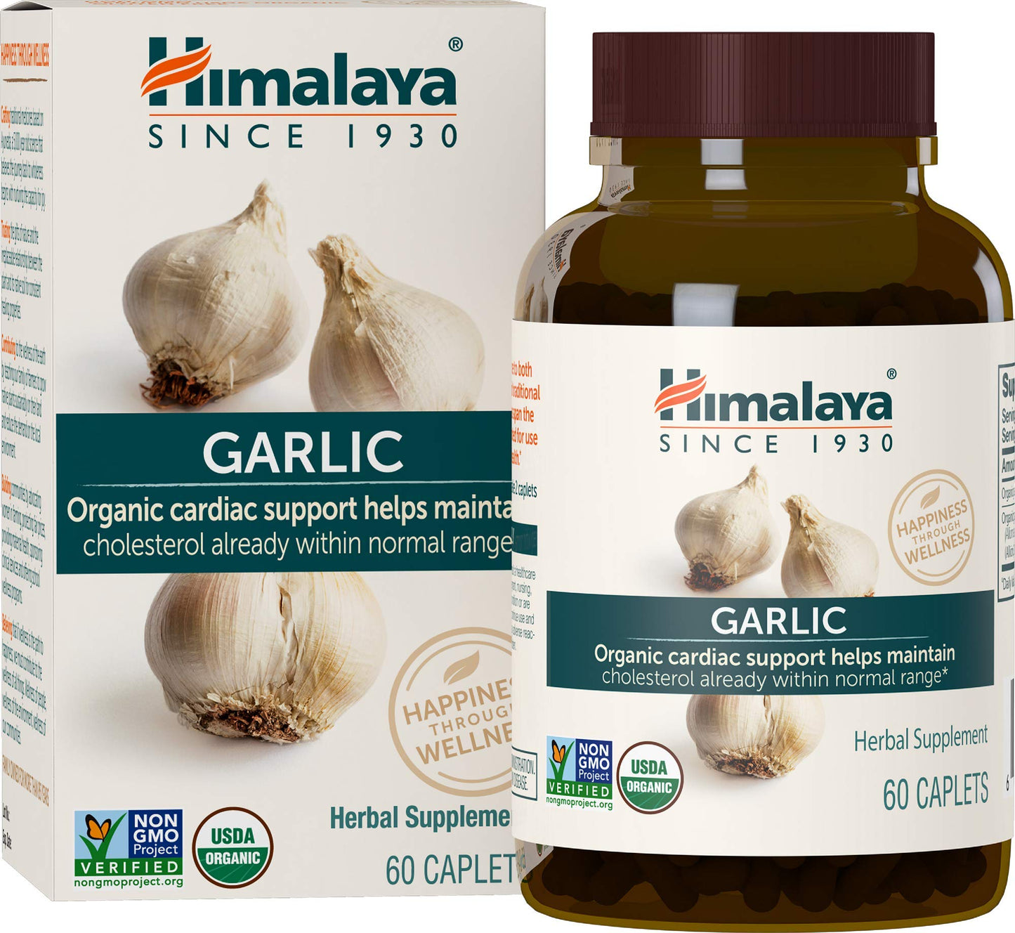 Himalaya USDA Organic Garlic Supplements, 1400 mg, 60 Caplets, 2 Pack