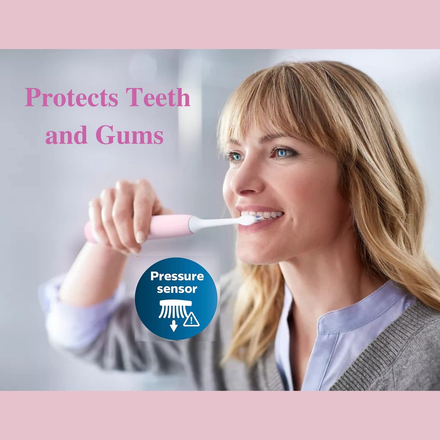 Philips Sonicare ProtectiveClean 4100 Electric Rechargeable Toothbrush, Plaque Control, Pastel Pink, Phi0304, 1.0 Count