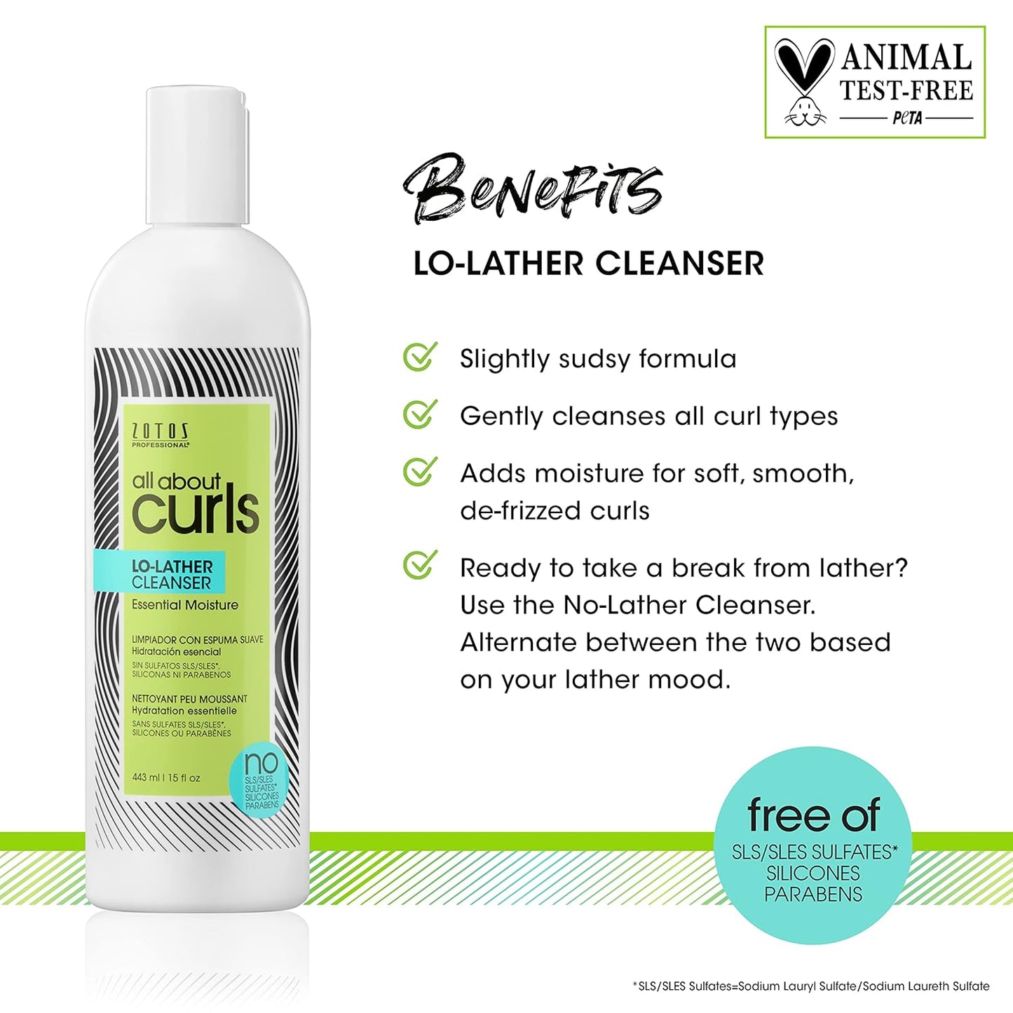 Lo-Lather Cleanser Shampoo for Curly Hair - Essential Moisture, Gentle Sulfate & Paraben Free Formula