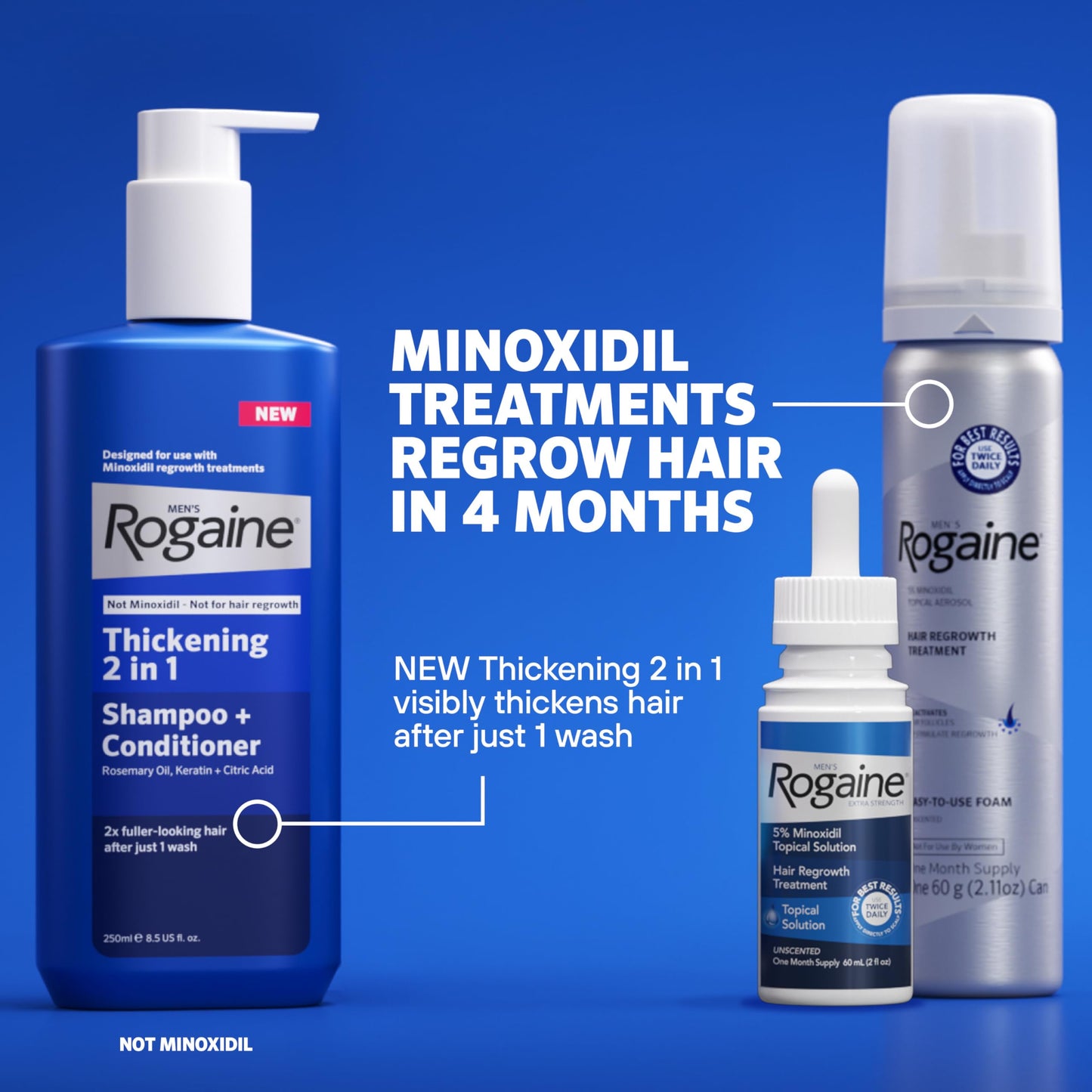 Men's Rogaine 5% Minoxidil Foam for Hair Regrowth, Topical Hair Loss Treatment for Men to Regrow Fuller, Thicker Hair, Unscented Minoxidil Topical Aerosol, 1-Month Supply, 2.11 oz