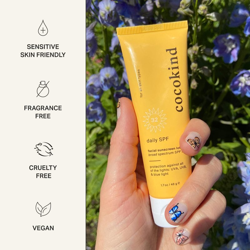 Cocokind Daily SPF, Mineral Face Sunscreen with Zinc Oxide, SPF 32, Reef Safe, Unscented, All Skin Types, Non-Toxic, Cruelty Free, 2 Pack, 1.7 fl oz