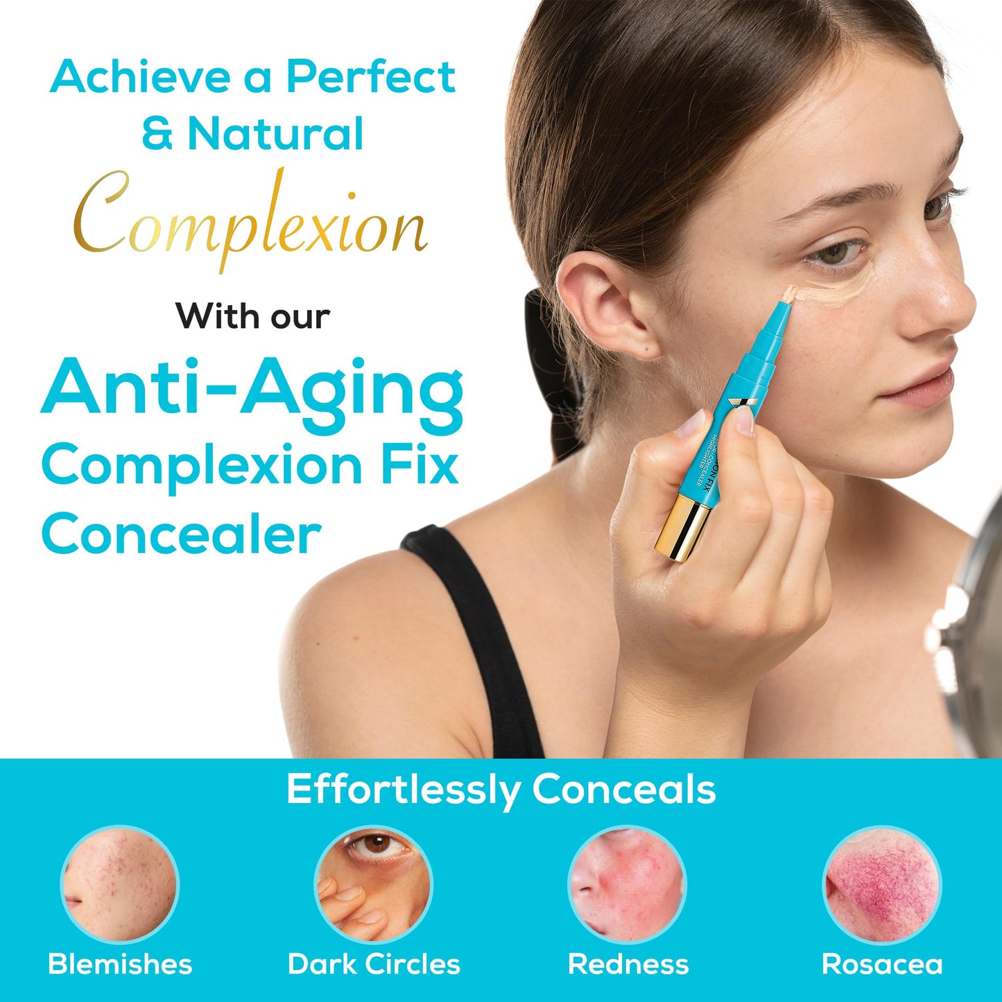 Veil Cosmetics - Complexion Fix Concealer - Liquid Concealer for Under Eye + Dark Circles - Highlight, Contour, Correct - Anti-Aging - Vegan Makeup Pen - Hydrating Lightweight (4N Tan Neutral)