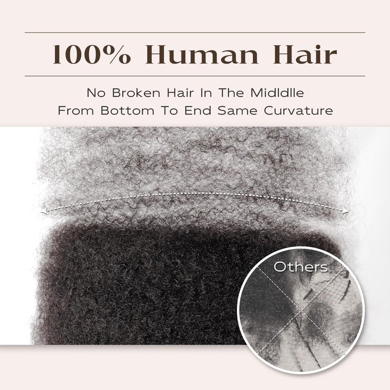 Afro Kinkys Bulk Human Hair, 18 Inch 50 Gram Soft 4C Afro Kinky-Curly Human Hair Bulk for Twist Dreadlocks Extensions Repair Locs Natural Black 1 Pack (1B, 18inch)