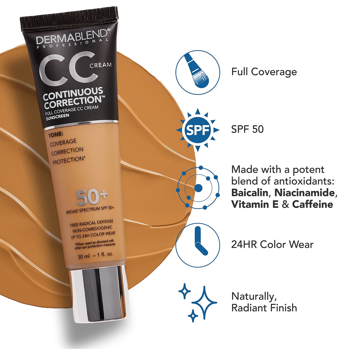 Dermablend Continuous Correction Tone-Evening CC Cream SPF 50+, 60N, 1 fl. oz. (Pack of 1)