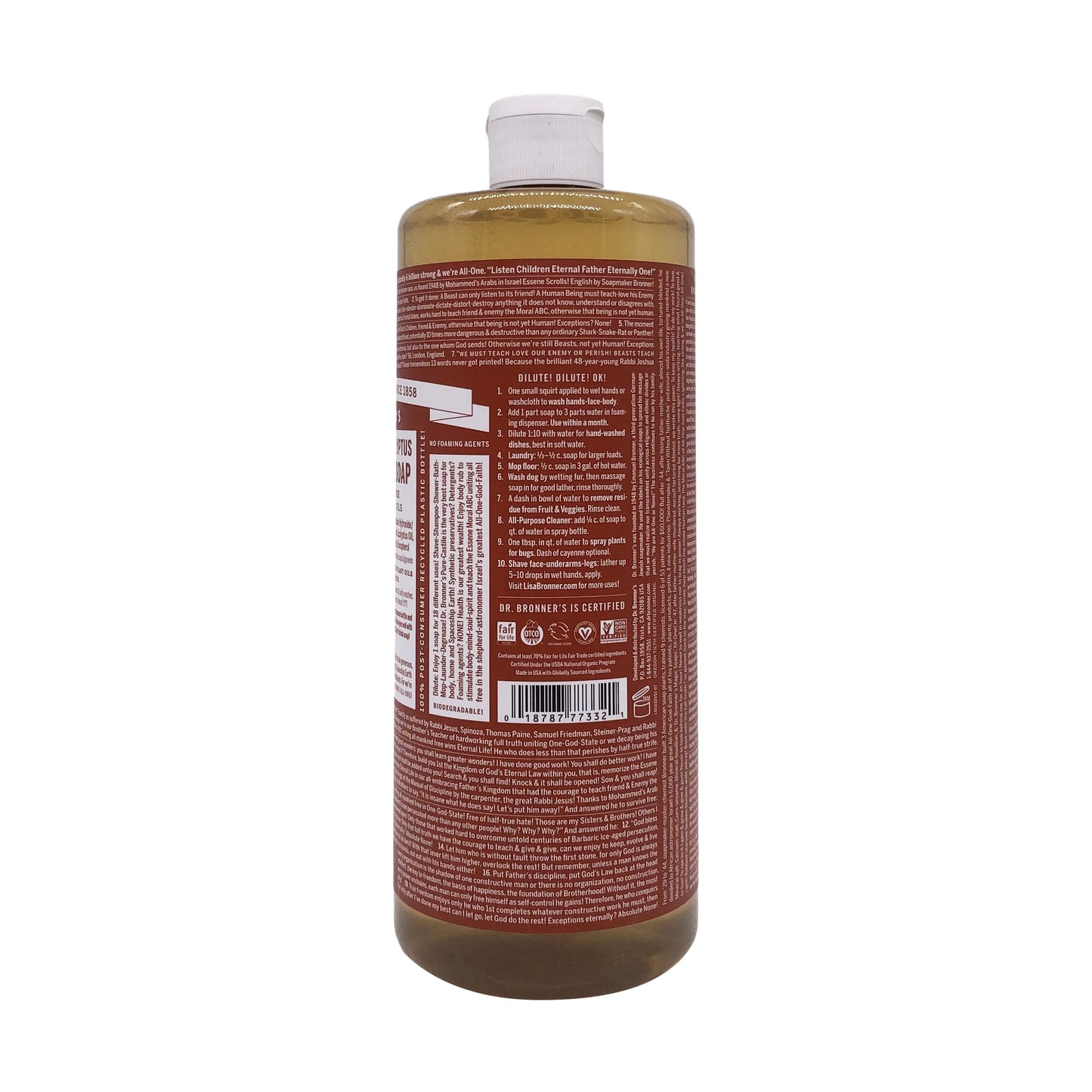 Dr. Bronner's Eucalyptus Liquid Castile Soap, 32 FZ