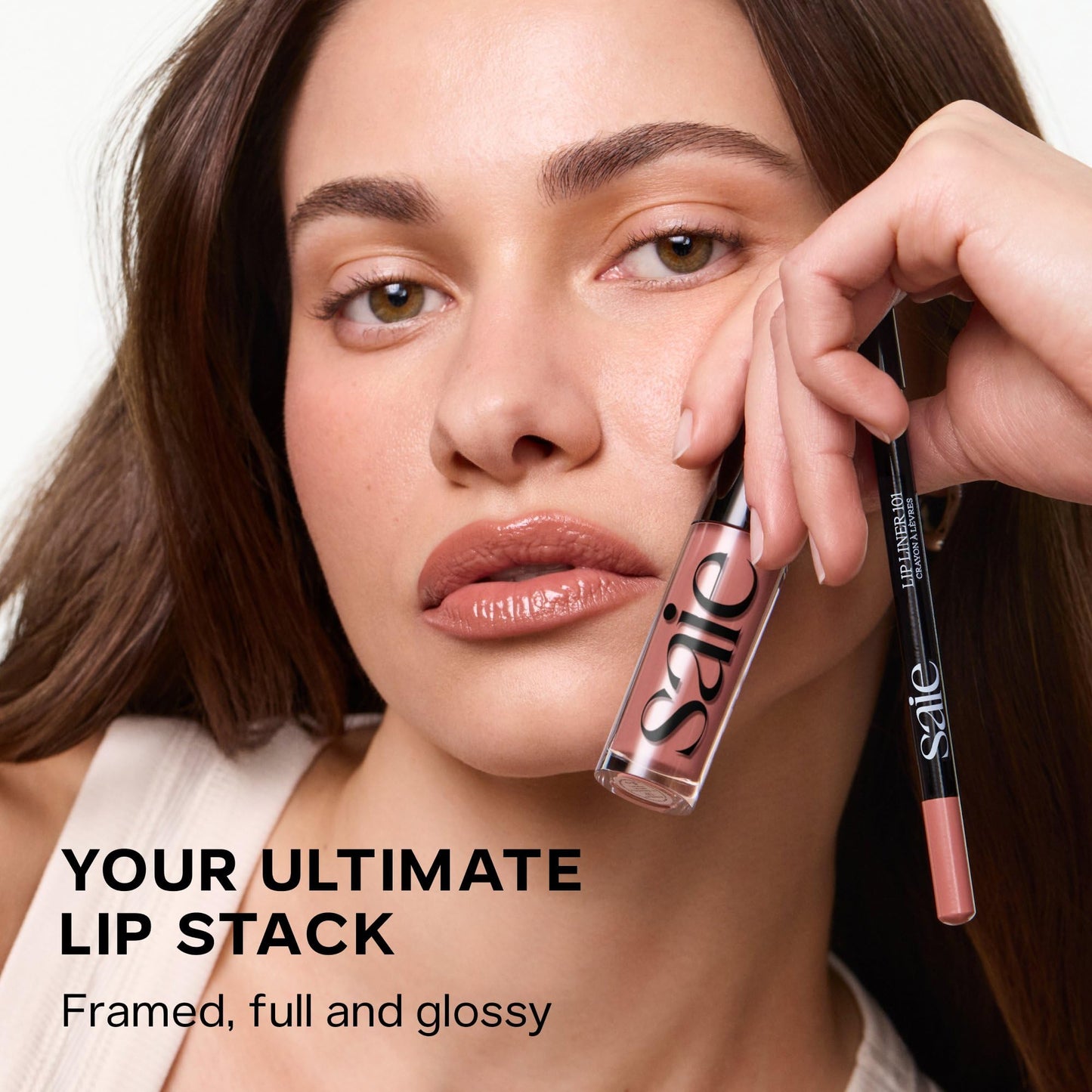 Saie Glossybounce - Hydrating Lip Gloss and Tinted Lip Oil Hybrid with Hyaluronic Acid & Jojoba Oil for Non-Sticky, Ultra-Shiny, Plump & Soft Lips - Everyday Makeup Essential - Kiss (.17 oz)