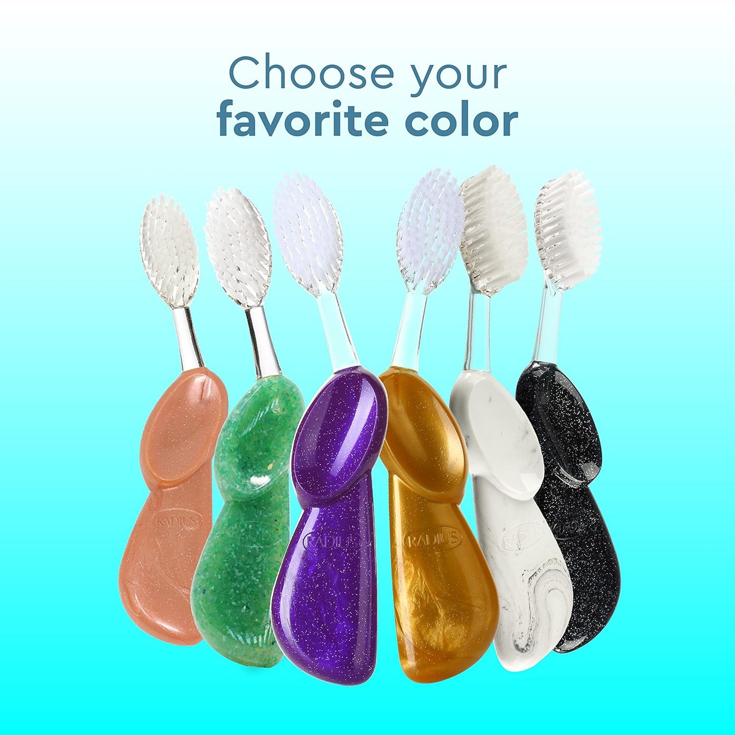 RADIUS Big Brush Toothbrush - BPA Free, ADA Accepted, Gum Health Improvement | Right Hand - Coral/Purple/Soda Pop - Set of 3