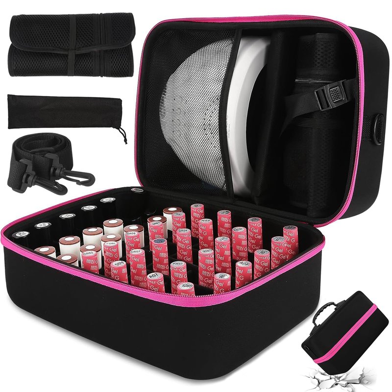 Nail Polish Organizer Case, 42+ Bottles Nail Polish Storage Supplies Organizer Nail Bags Box Organizer Carrying Case for Nail Stuff, Tool, Nail Kit Bag Box Holder for Salon Home DIY Nail Tech Gift