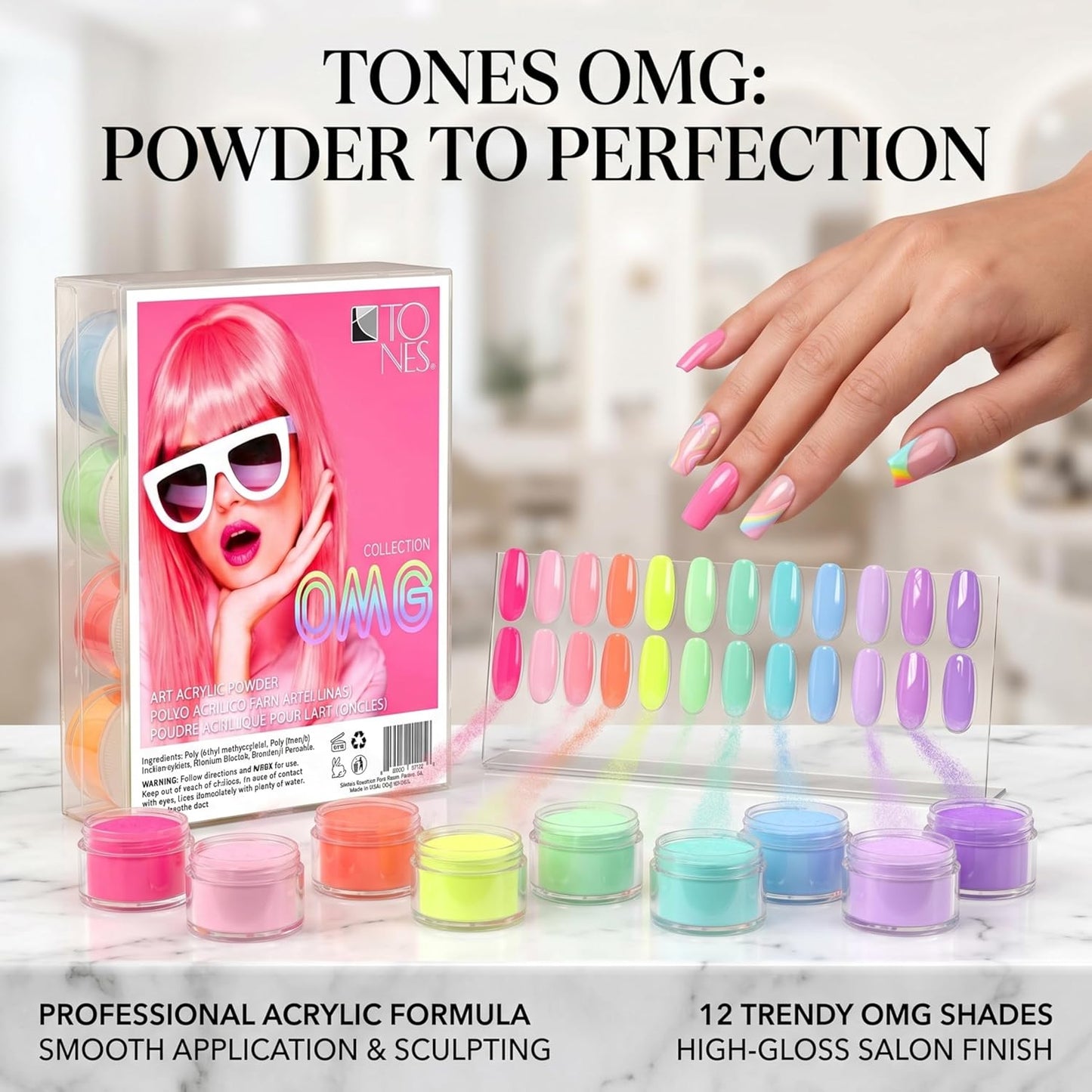 Acrylic Nail Powder Collection - Professional Salon Grade Formula for Long-Lasting Wear | 12 Premium Shades for French Tips & Seamless Sculpting