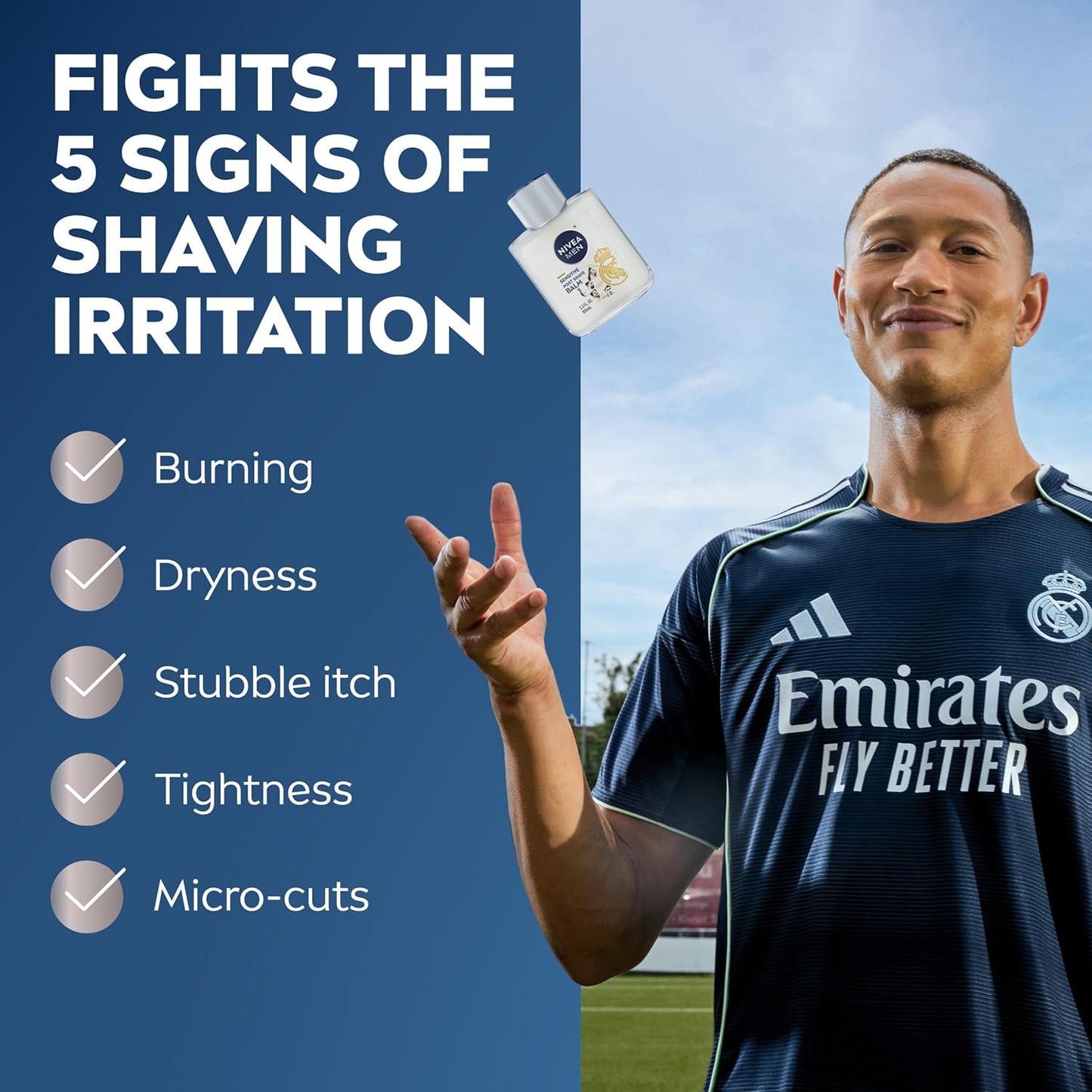 NIVEA MEN Post Shave Balm for Sensitive Skin - Alcohol Free, VitaminPro Complex | 3.3 Fl Oz